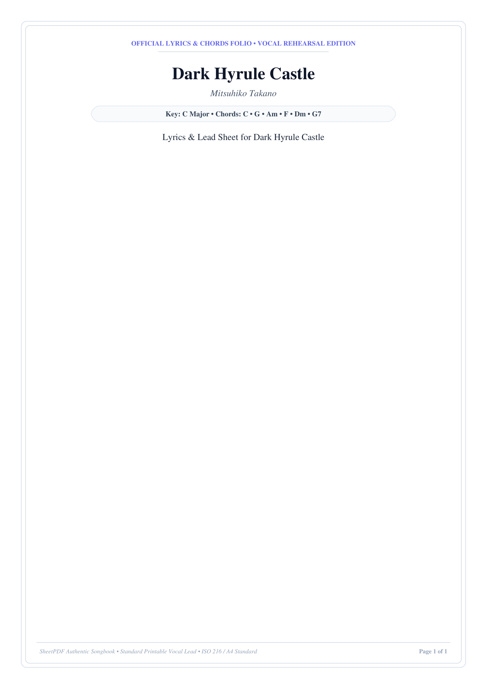 Dark Hyrule Castle Piano Sheet Music Page 1 Free PDF