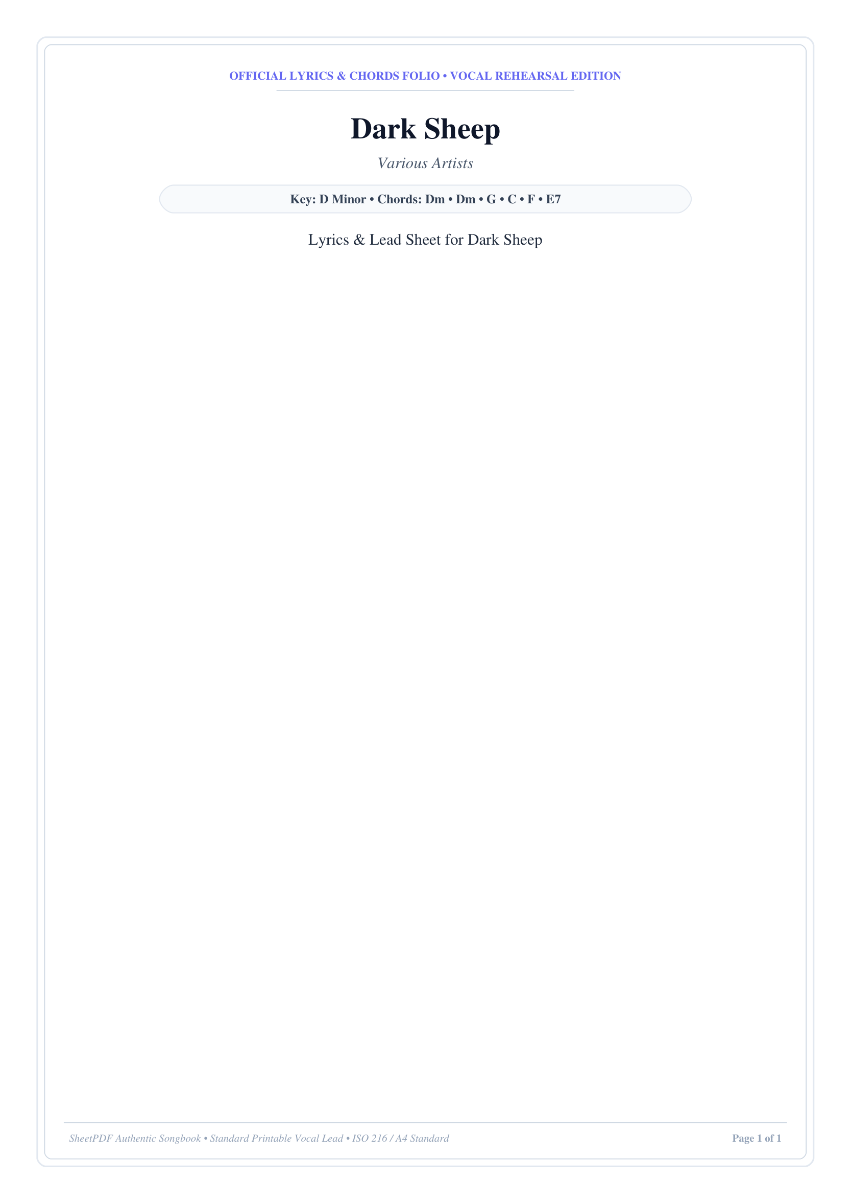 Dark Sheep Piano Sheet Music Page 1 Free PDF