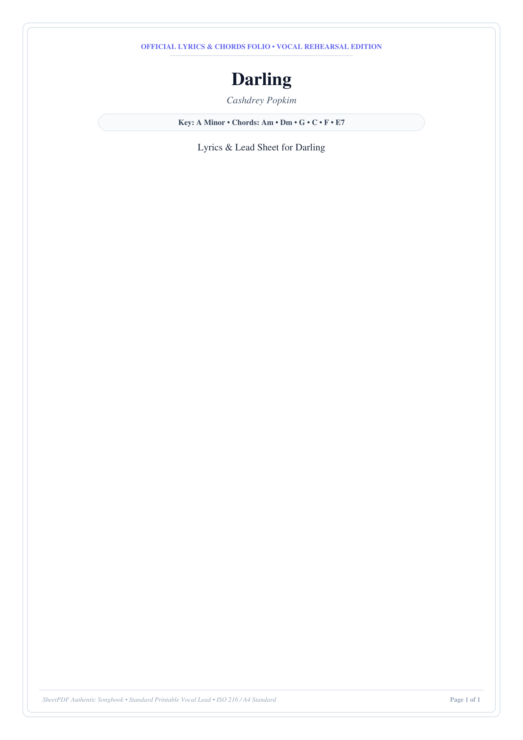 Darling Lyrics & Chords Folio