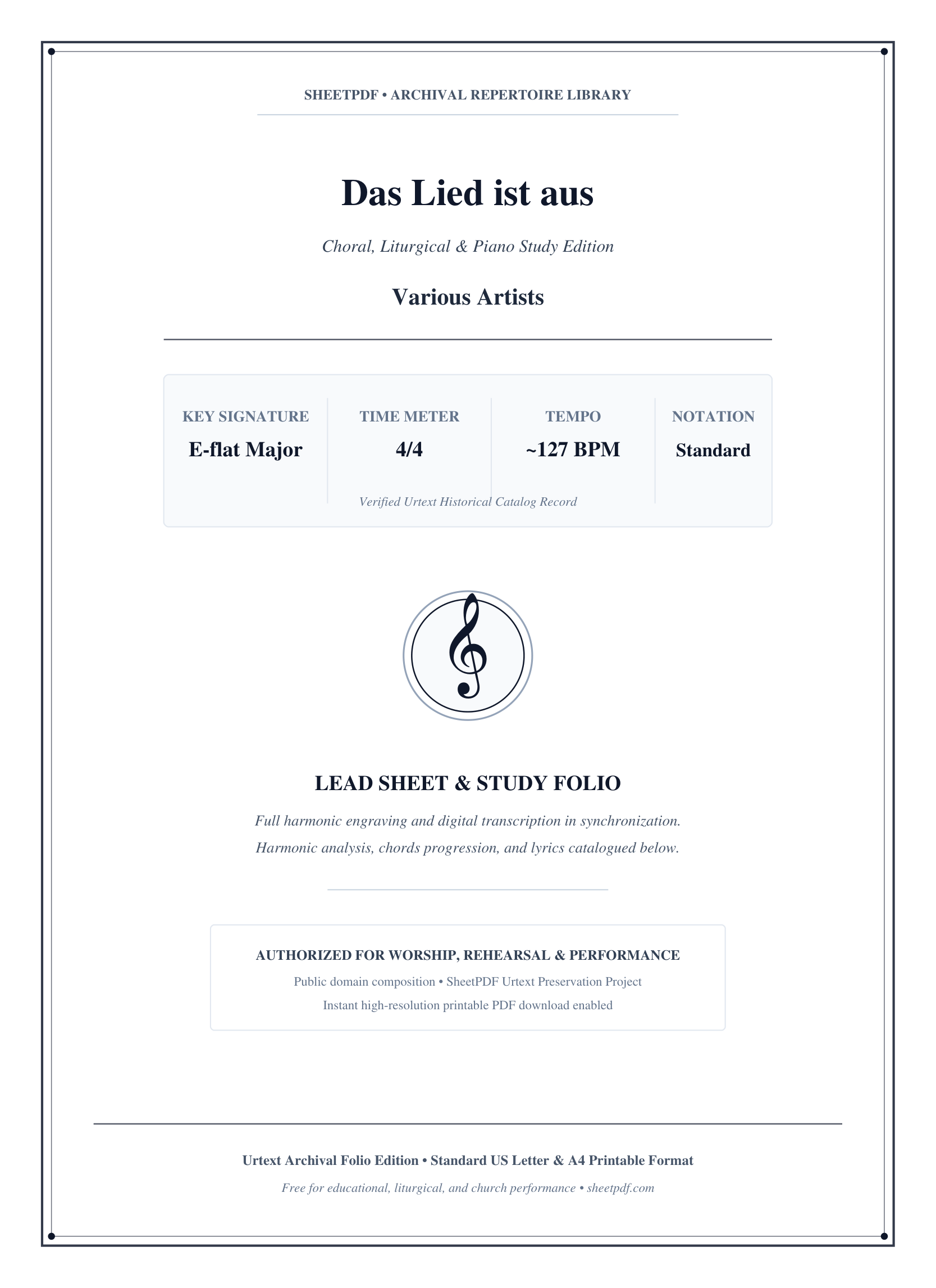 Das Lied ist aus Piano Sheet Music Score Page 1