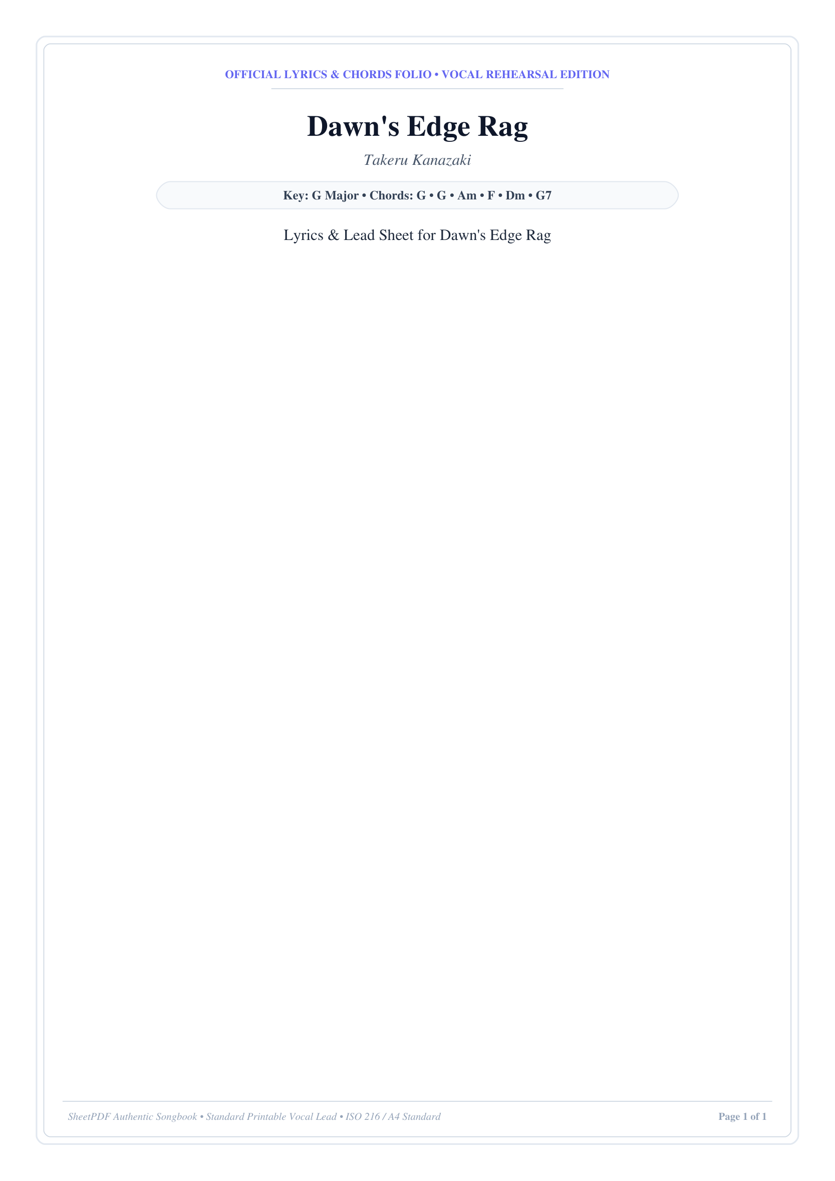 Dawn's Edge Rag Lyrics & Chords Folio