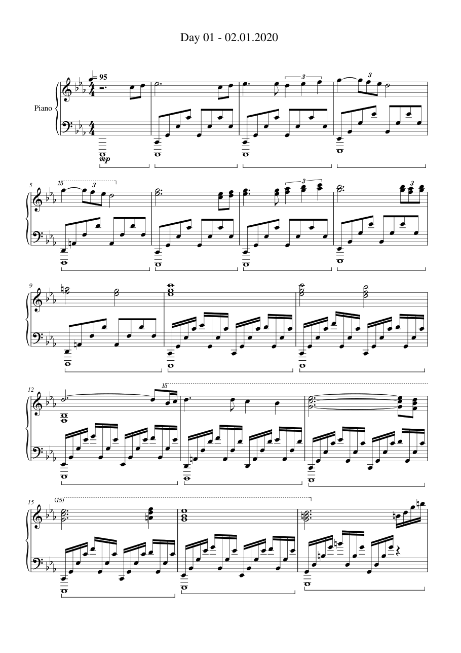 Day 01 Piano Sheet Music Page 1 Free PDF