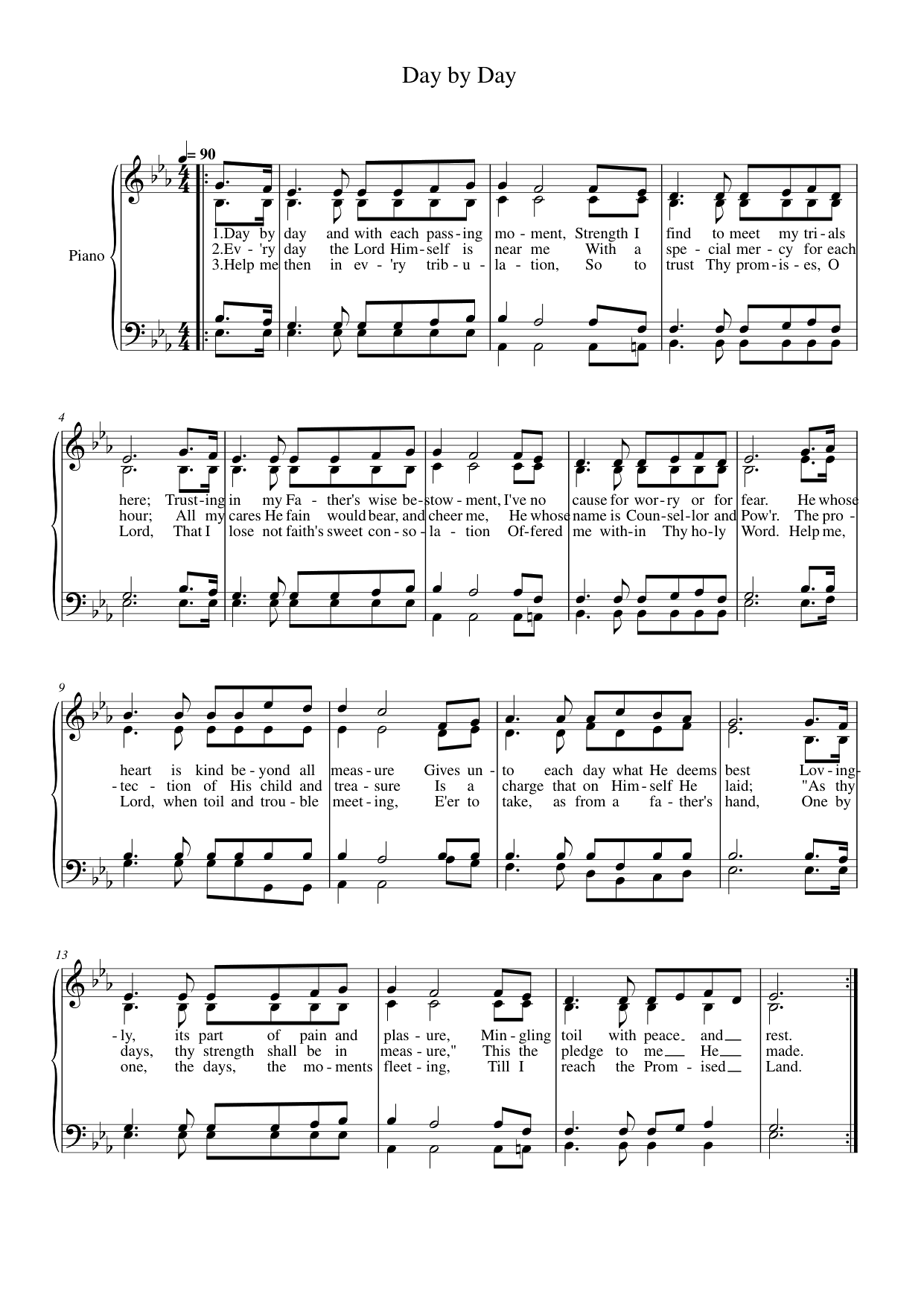 Day by Day Piano Sheet Music Page 1 Free PDF