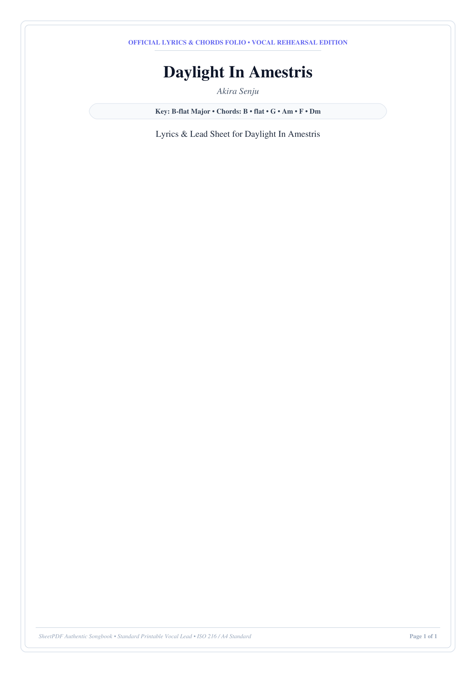 Daylight In Amestris Piano Sheet Music Page 1 Free PDF