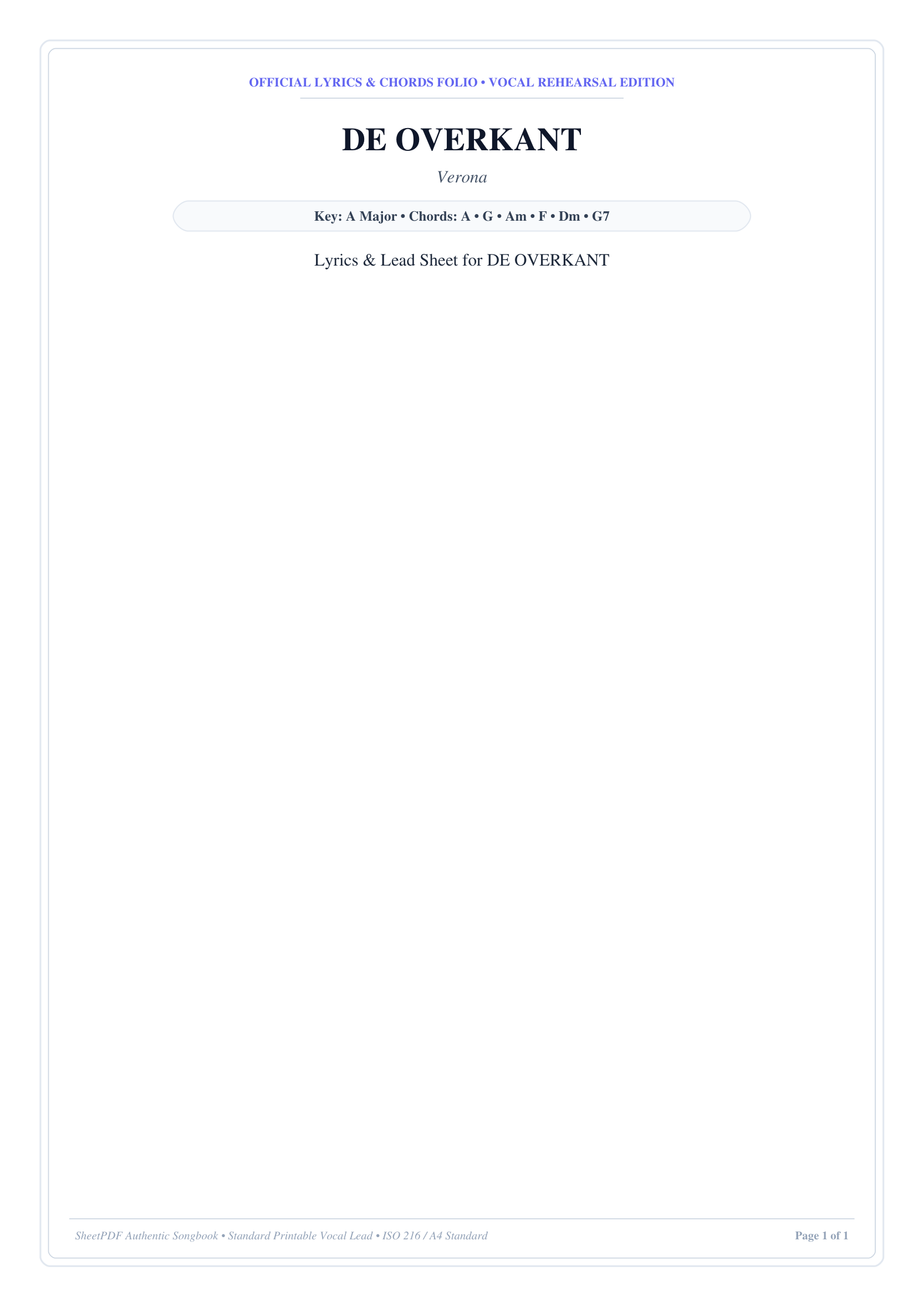 DE OVERKANT Piano Sheet Music Page 1 Free PDF