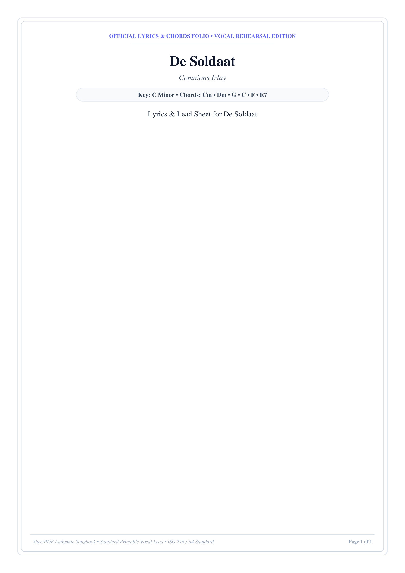 De Soldaat Lyrics & Chords Folio