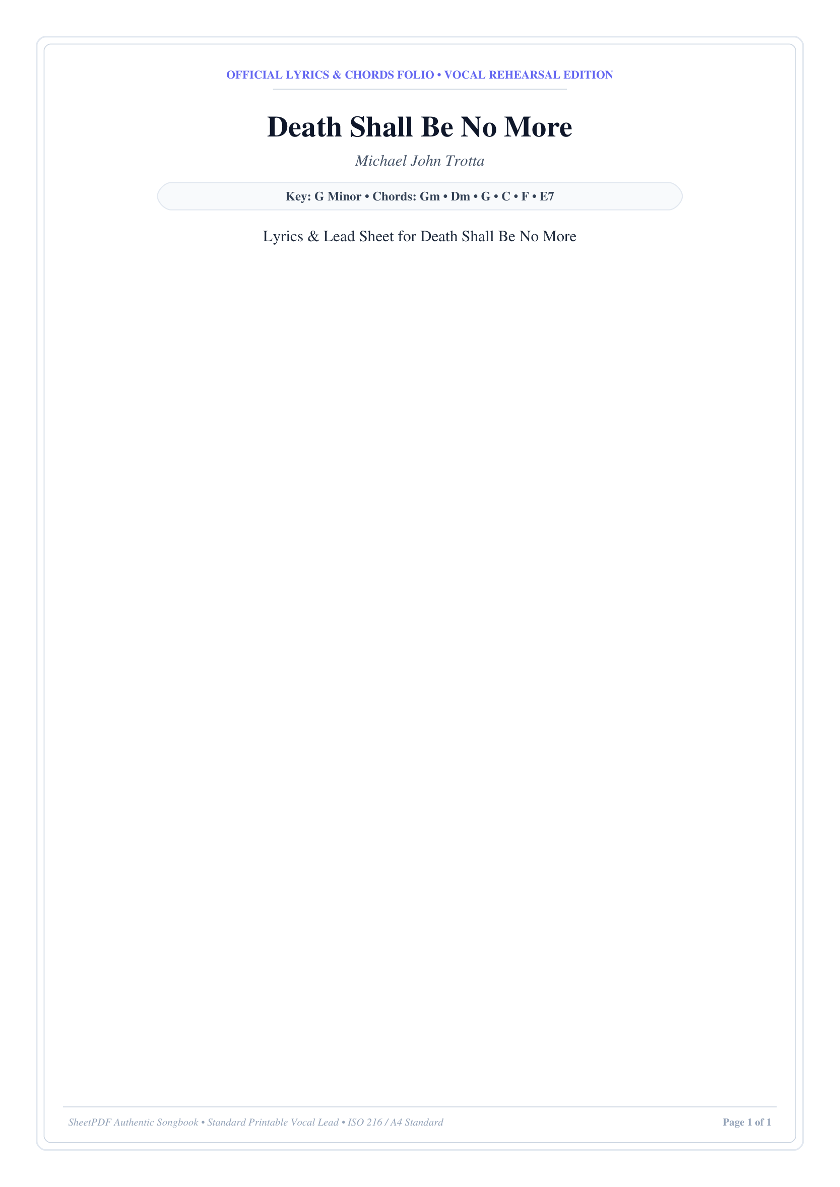 Death Shall Be No More Piano Sheet Music Page 1 Free PDF