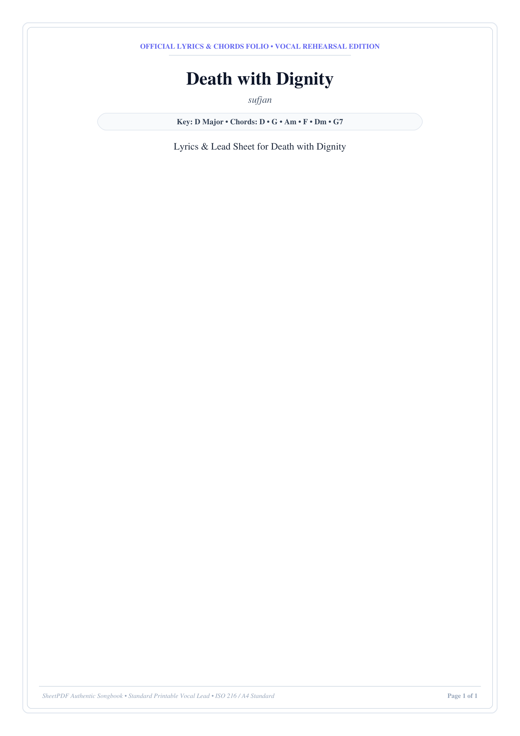 Death with Dignity Piano Sheet Music Page 1 Free PDF