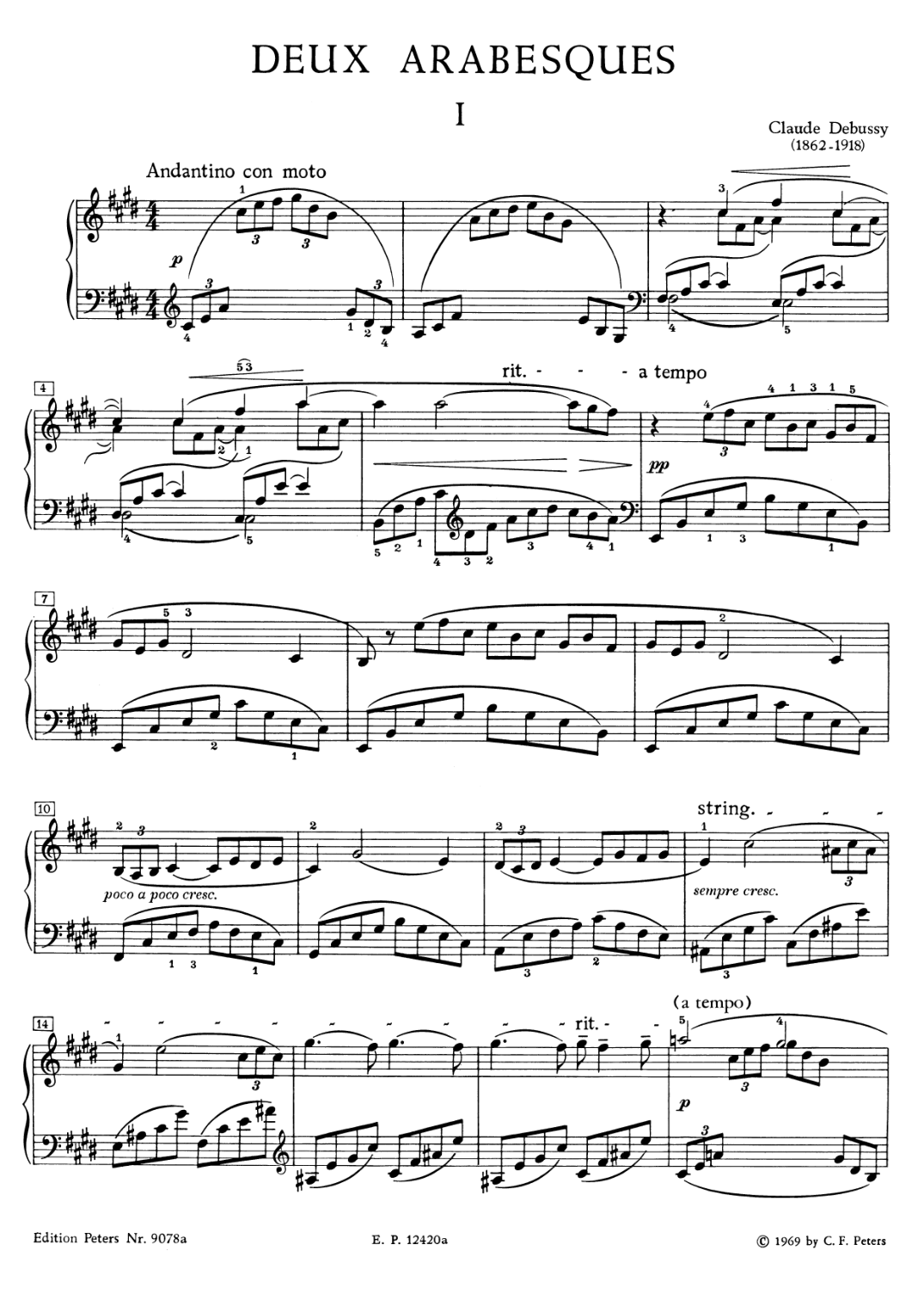 Arabesque Piano Sheet Music Page 1 Free PDF