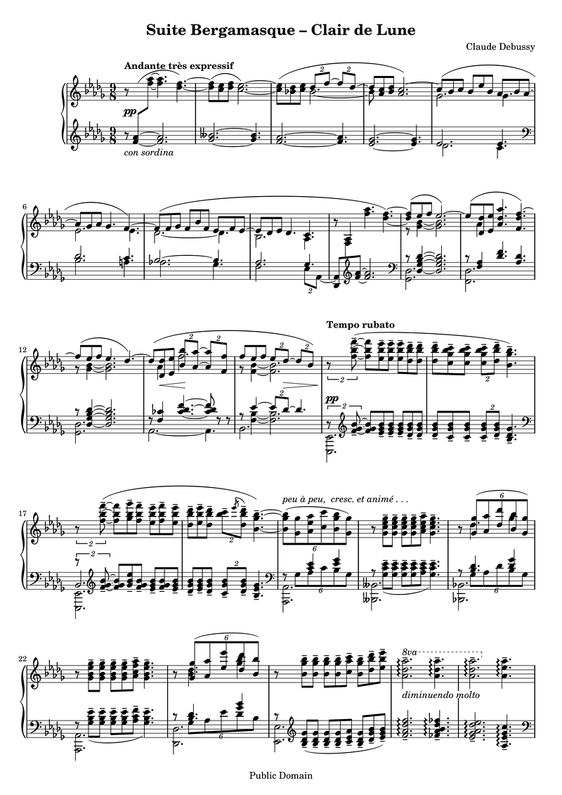 Debussy Ste Bergamesq Clair Piano Sheet Music Page 1 Free PDF