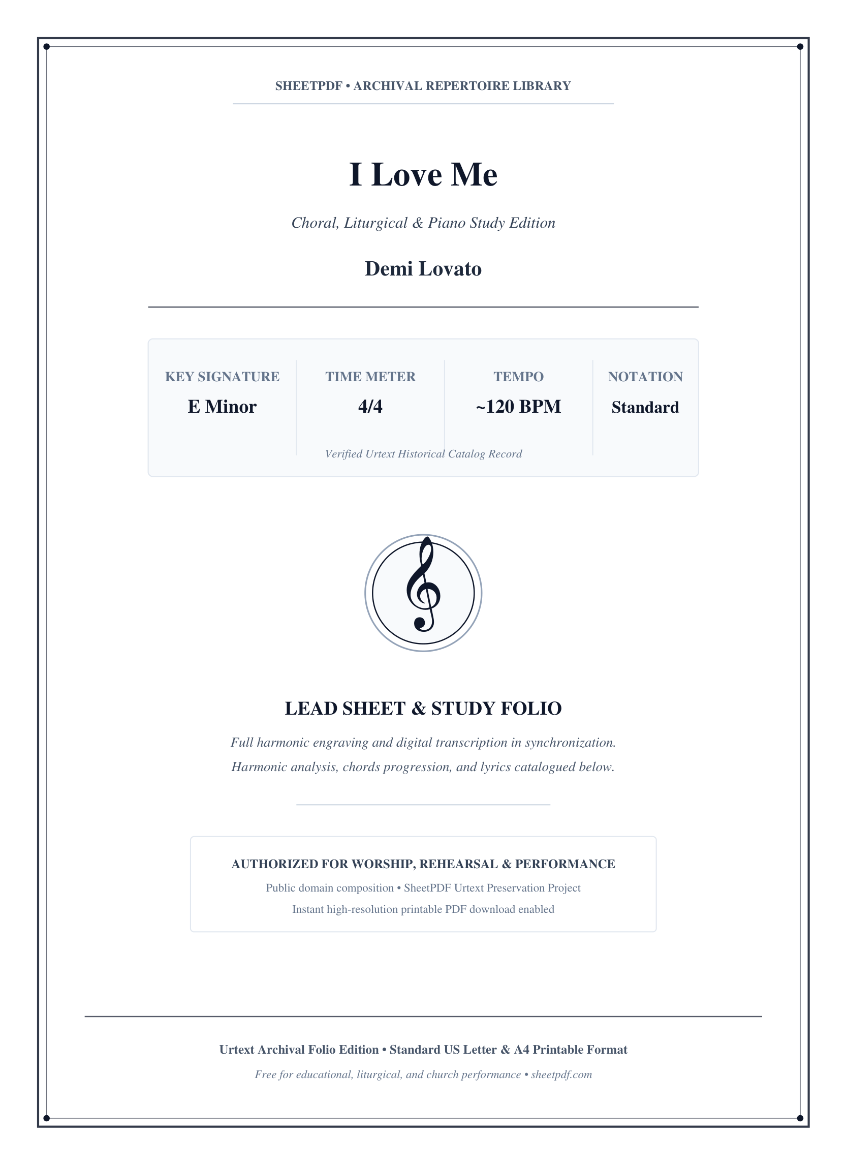 I Love Me Piano Sheet Music Score Page 1