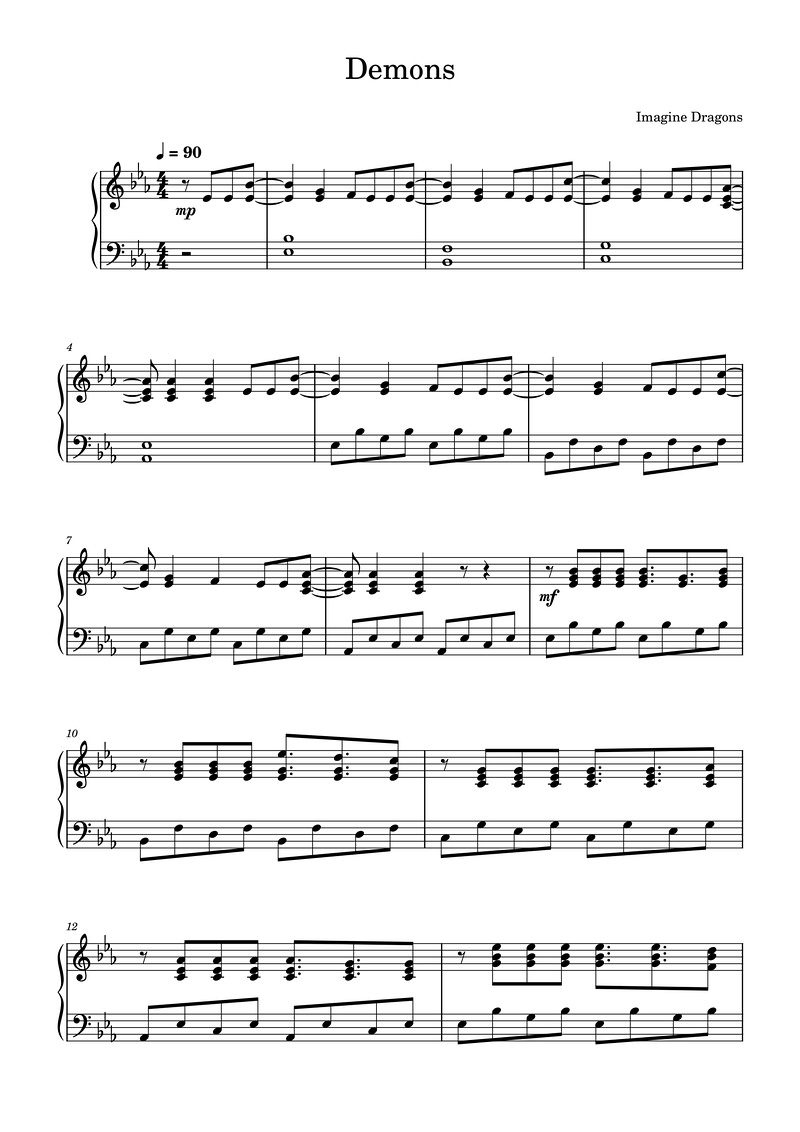 Demons Piano Sheet Music Page 1 Free PDF