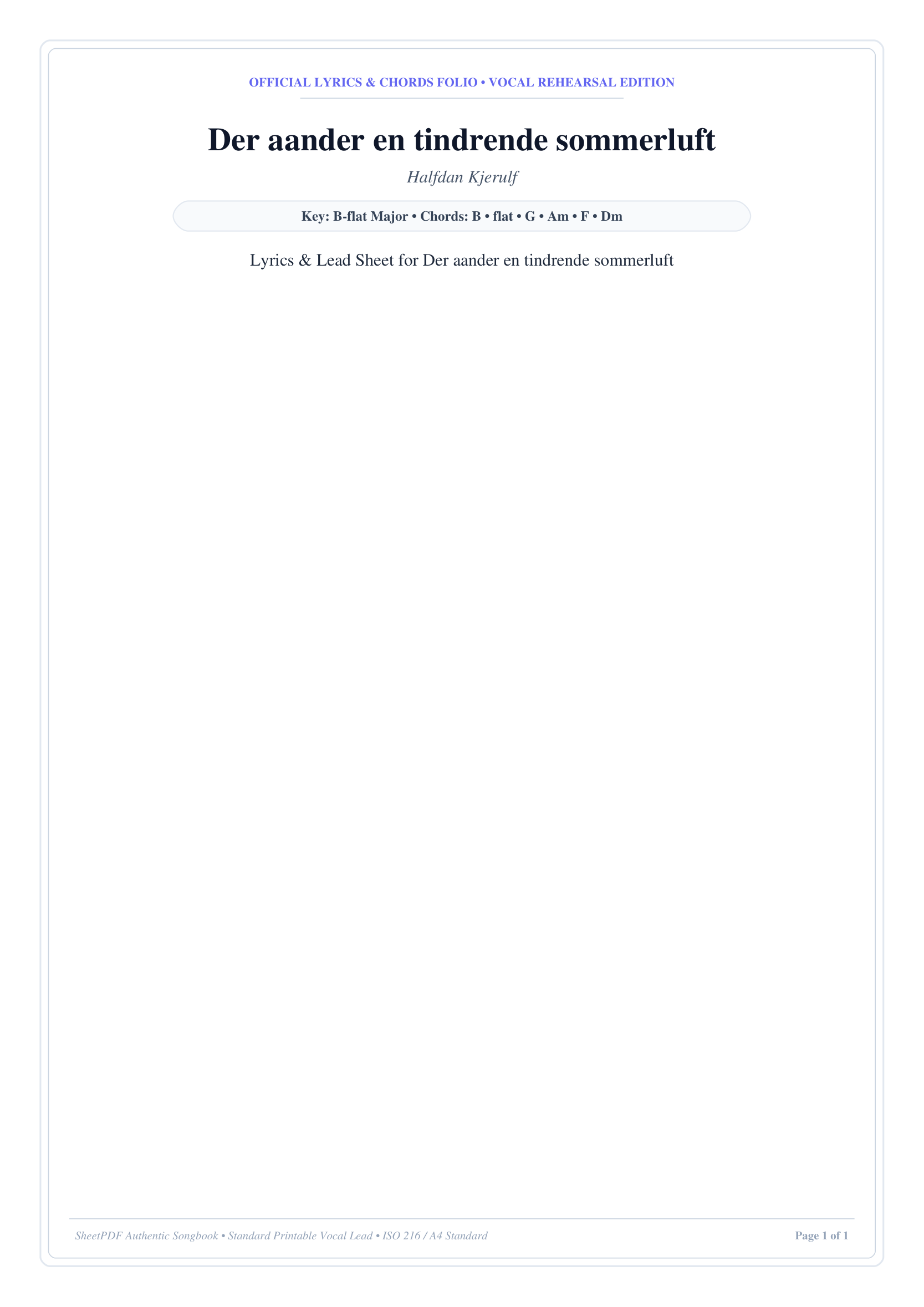 Der aander en tindrende sommerluft Piano Sheet Music Page 1 Free PDF