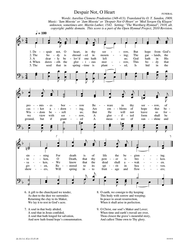 Despair Not O Heart Piano Sheet Music Page 1 Free PDF