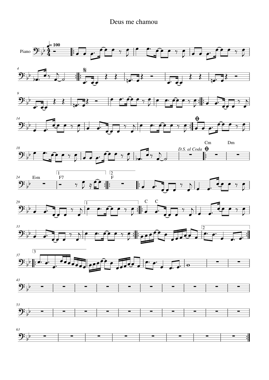 Deus me chamou Piano Sheet Music Score Page 1