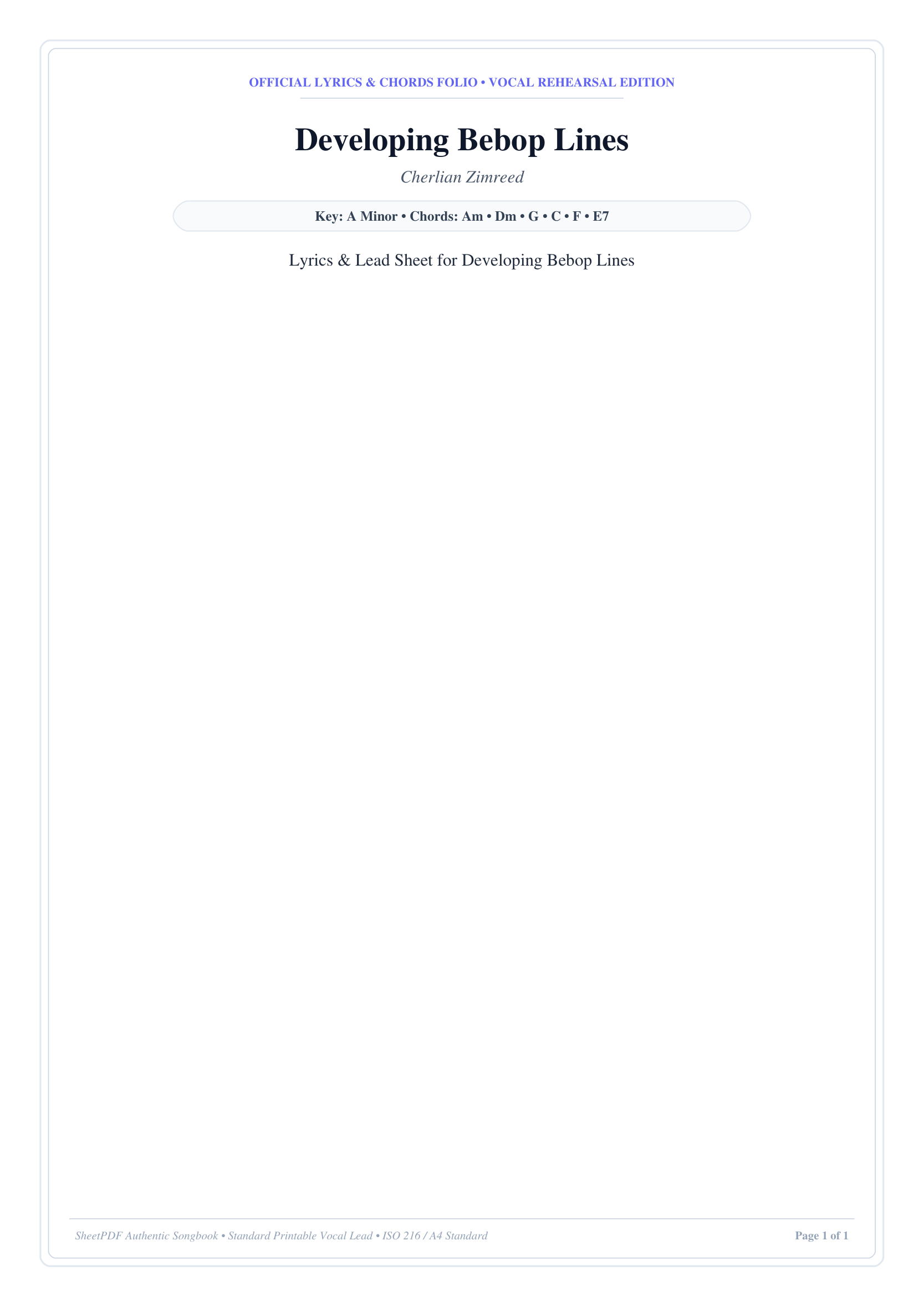 Developing Bebop Lines Piano Sheet Music Page 1 Free PDF