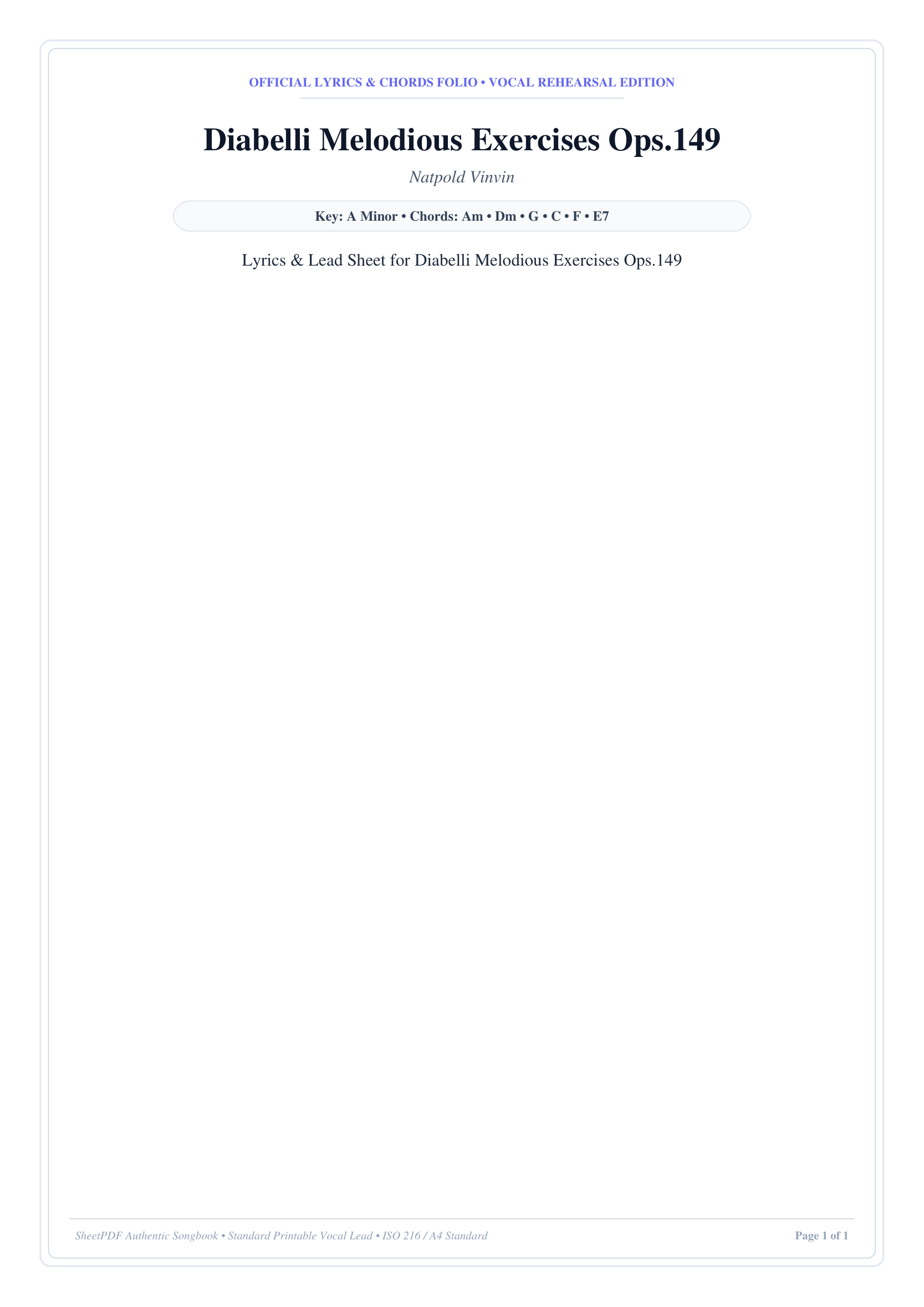 Diabelli Melodious Exercises Ops.149 Piano Sheet Music Page 1 Free PDF