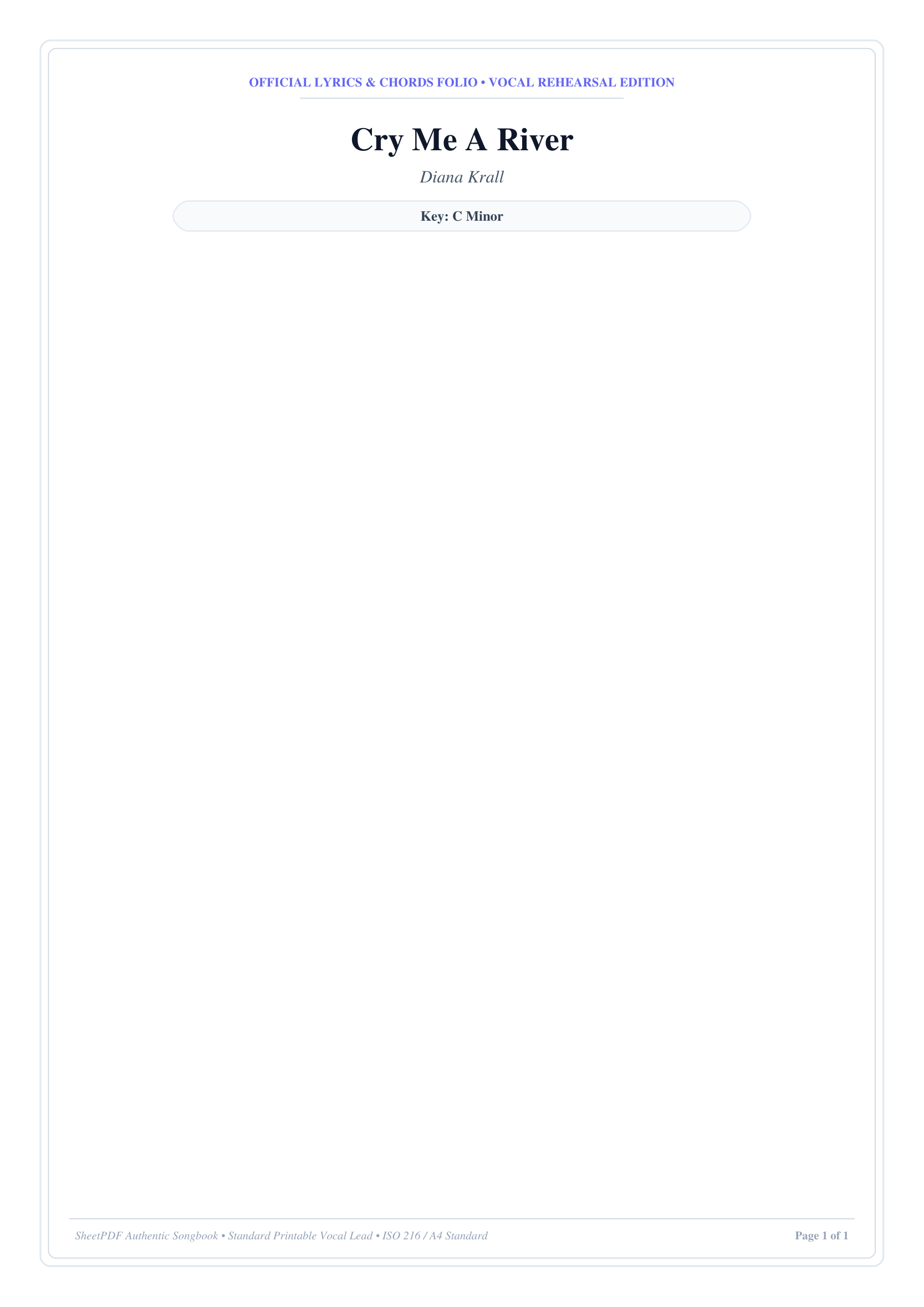 Cry Me A River Piano Sheet Music Page 1 Free PDF