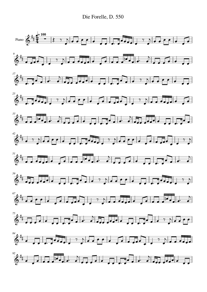 Die Forelle, D. 550 Piano Sheet Music Page 1 Free PDF