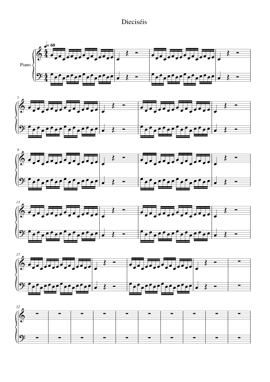 Dieciséis Lyrics & Chords Folio