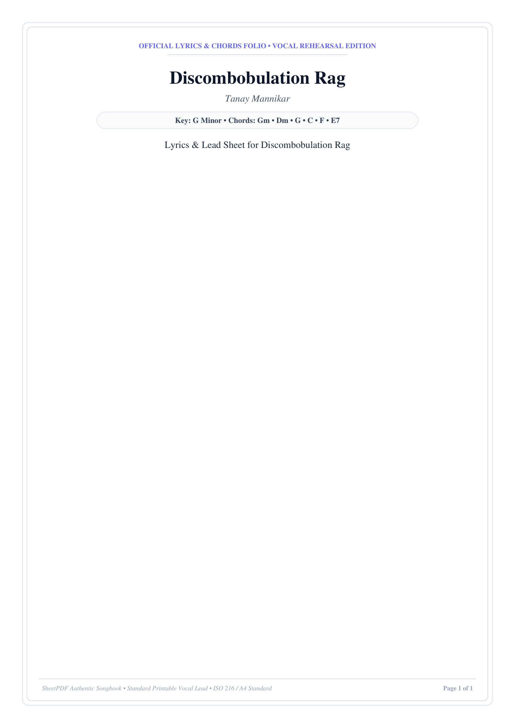 Discombobulation Rag Piano Sheet Music Page 1 Free PDF