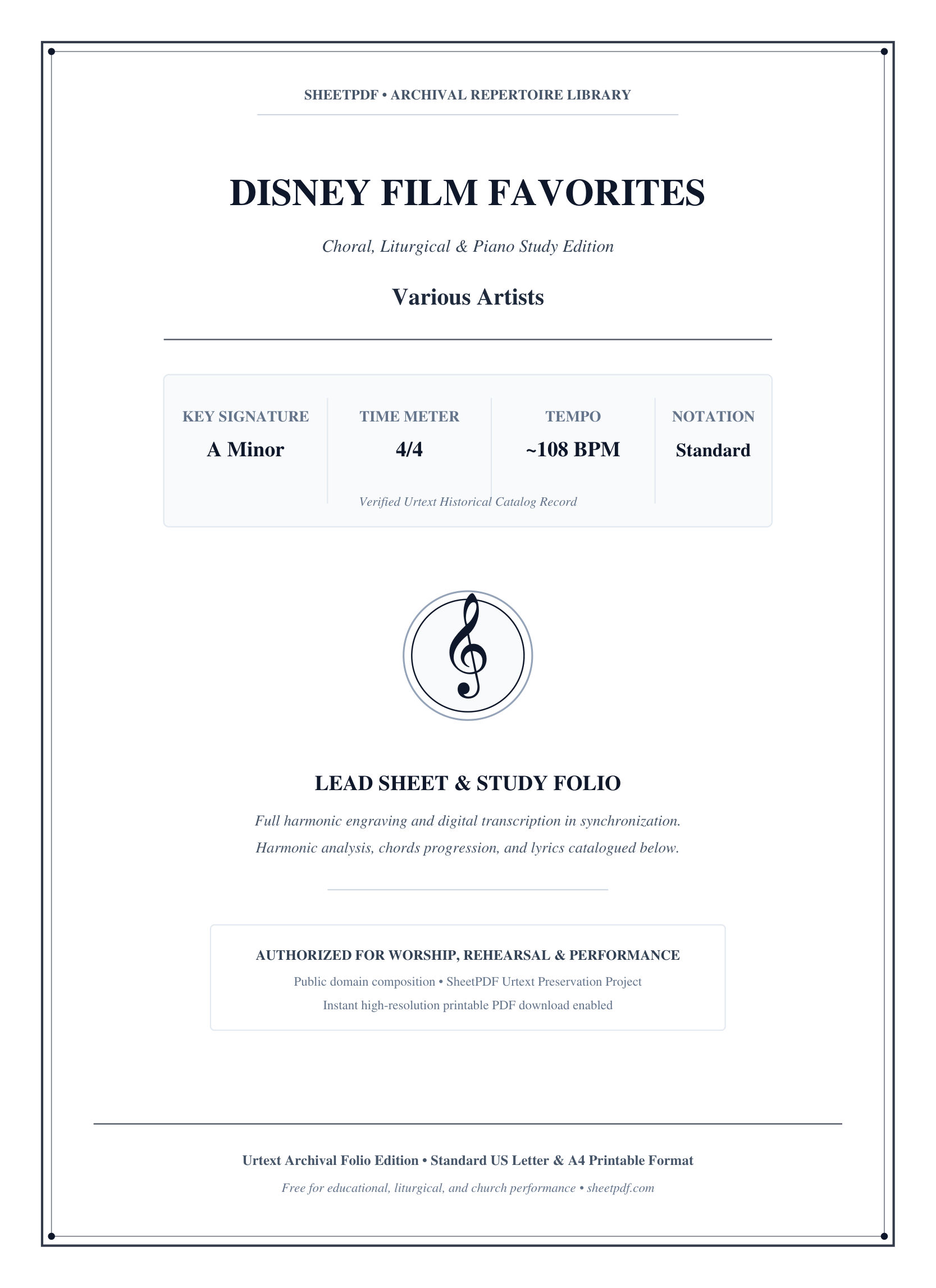 DISNEY FILM FAVORITES Piano Sheet Music Page 1 Free PDF