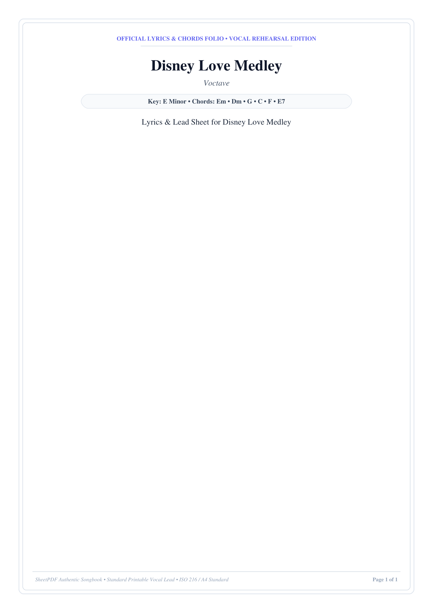 Disney Love Medley Piano Sheet Music Page 1 Free PDF