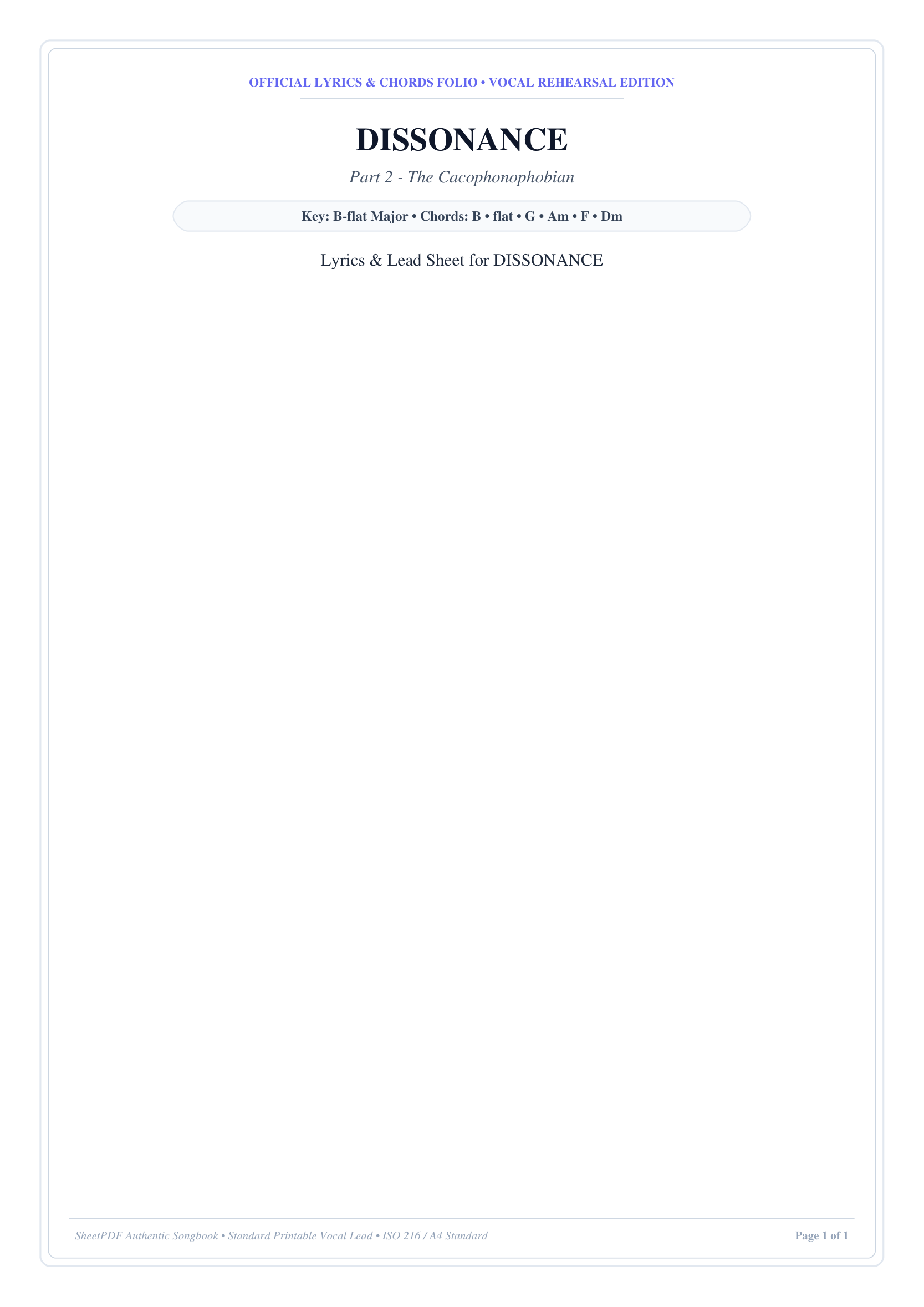 DISSONANCE Lyrics & Chords Folio