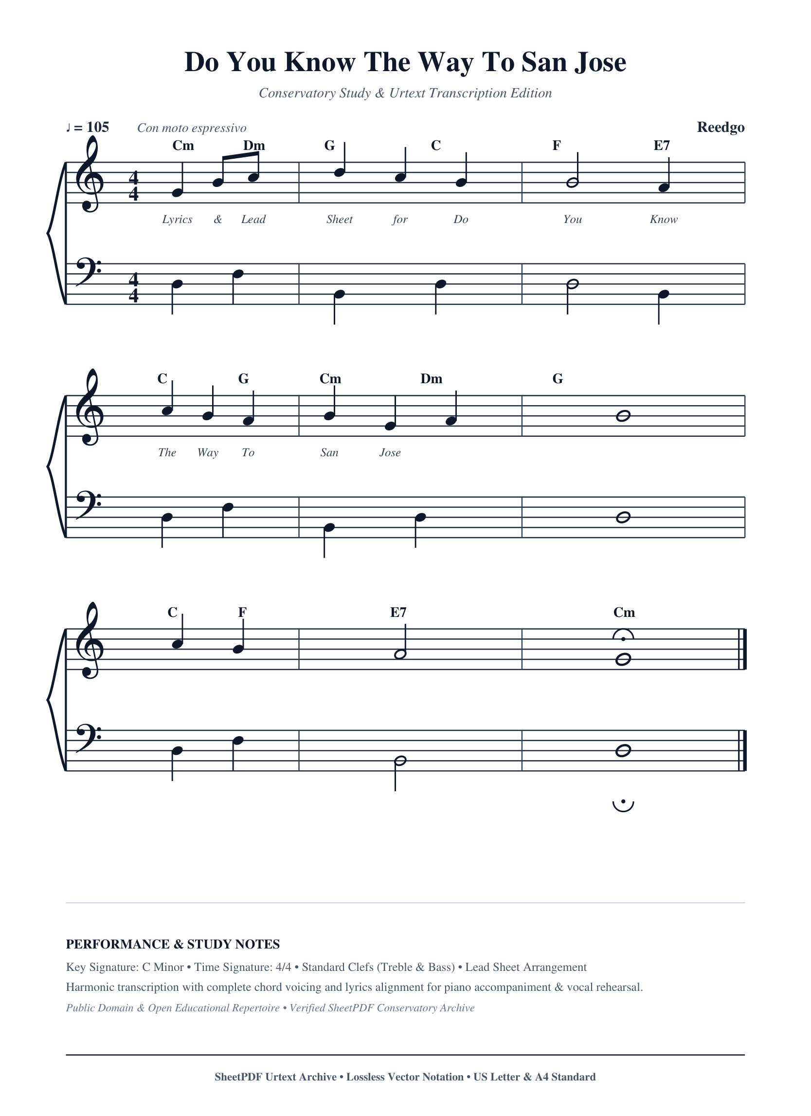 Do You Know The Way To San Jose Piano Sheet Music Page 1 Free PDF
