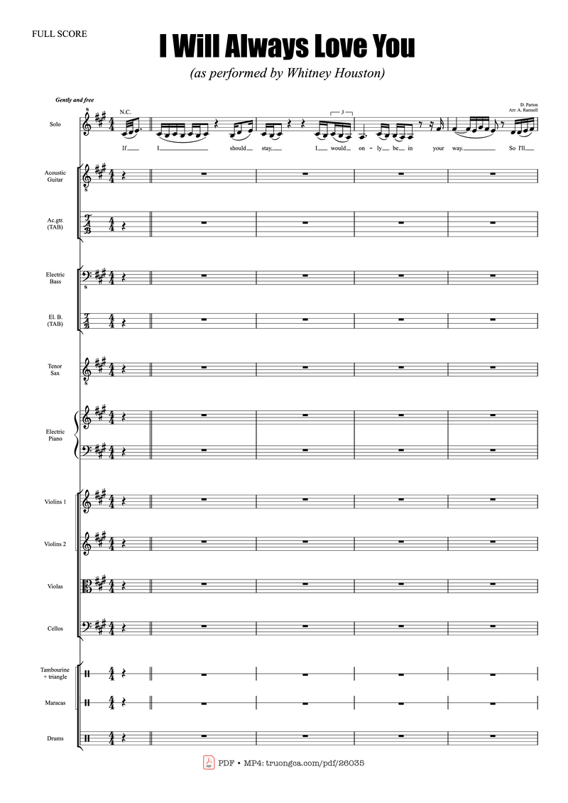 I Will Always Love You Piano Sheet Music Page 1 Free PDF
