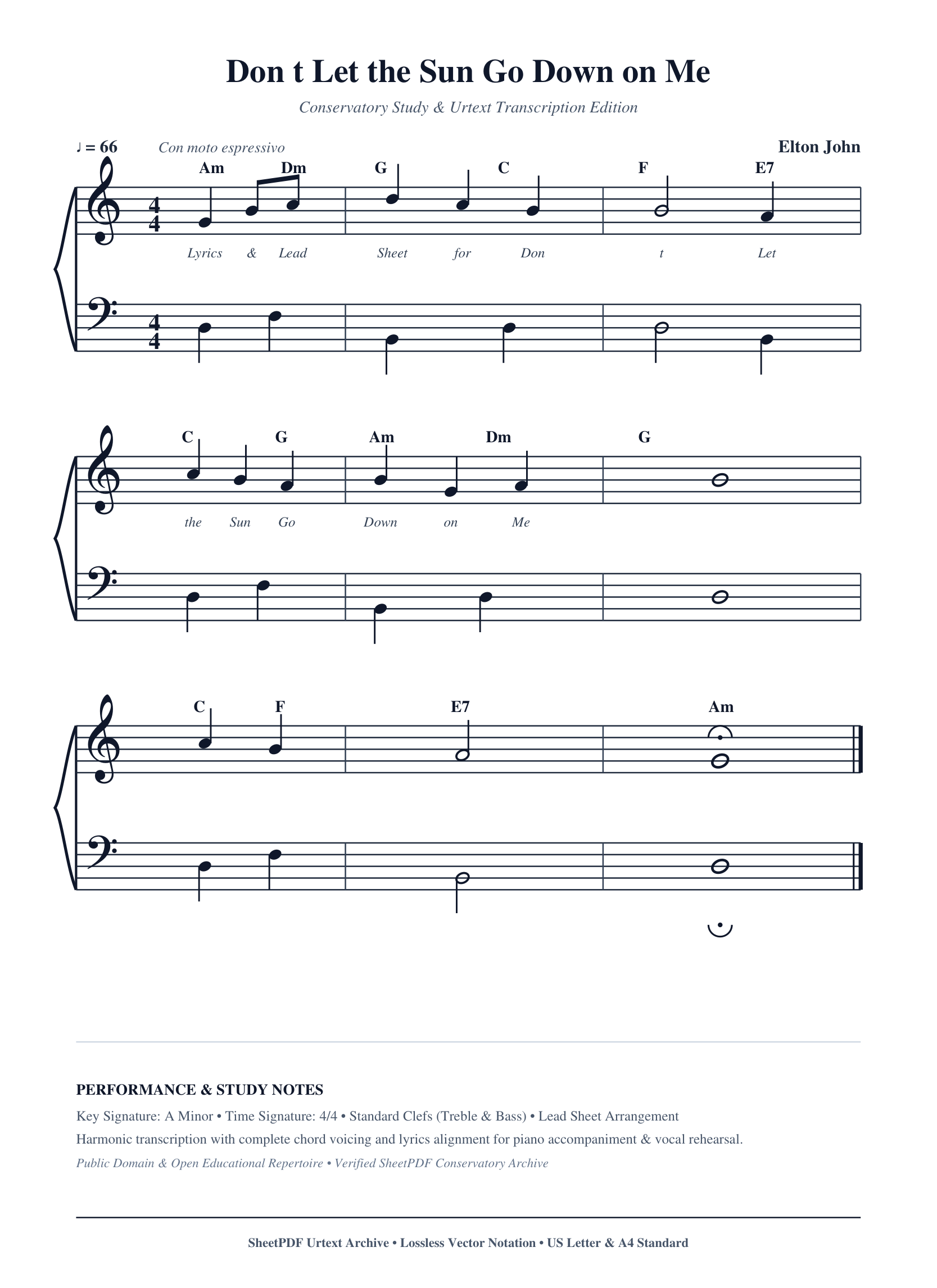 Don t Let the Sun Go Down on Me Piano Sheet Music Page 1 Free PDF