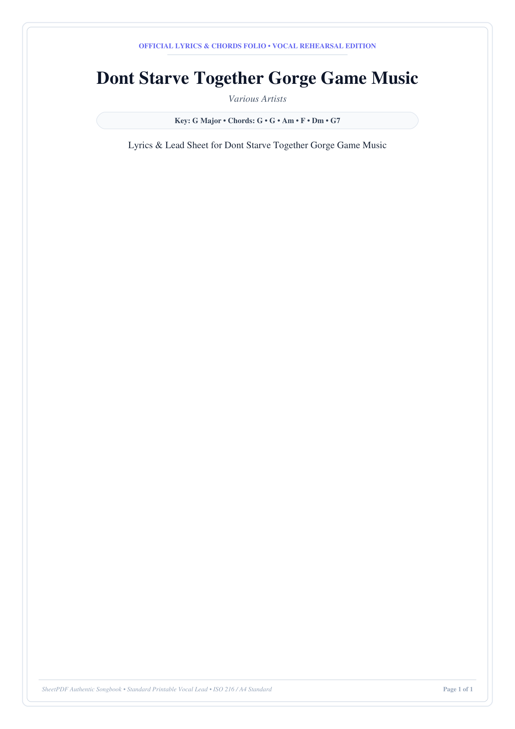 Dont Starve Together Gorge Game Music Piano Sheet Music Page 1 Free PDF