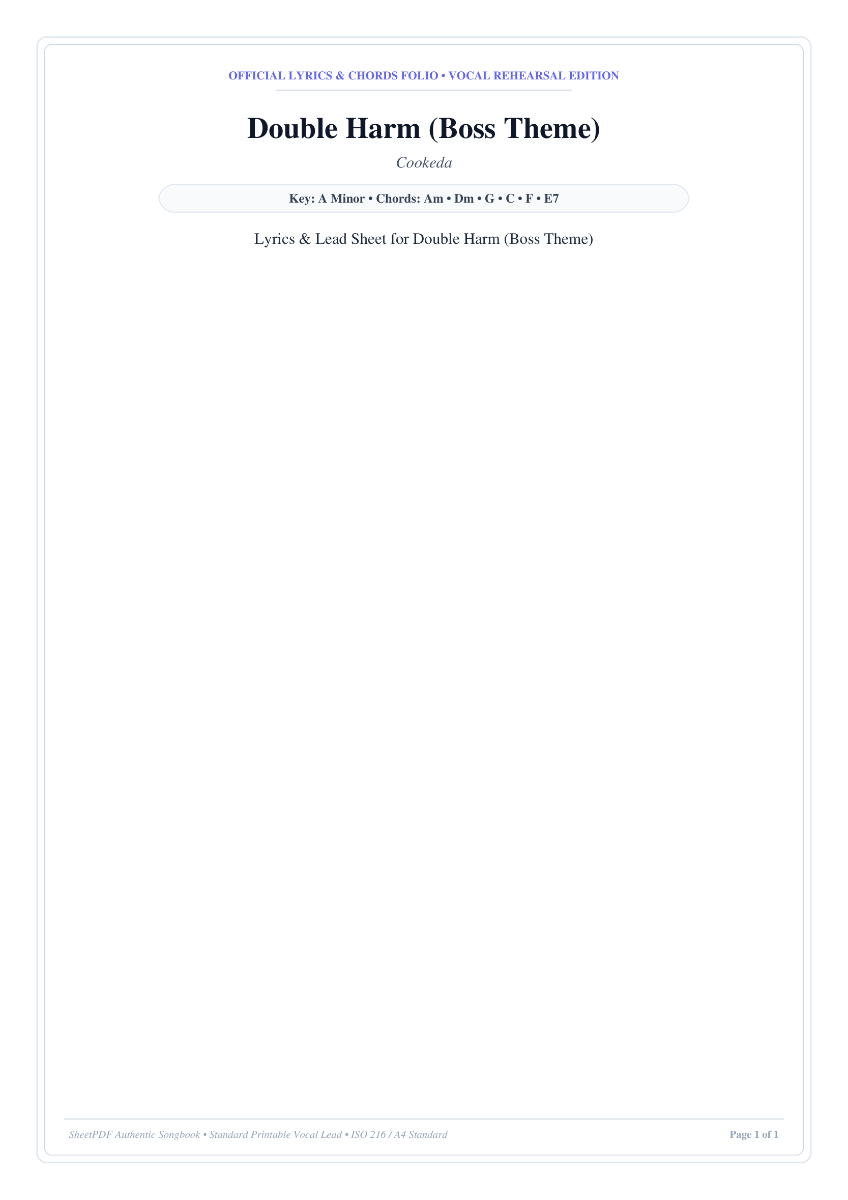 Double Harm (Boss Theme) Lyrics & Chords Folio