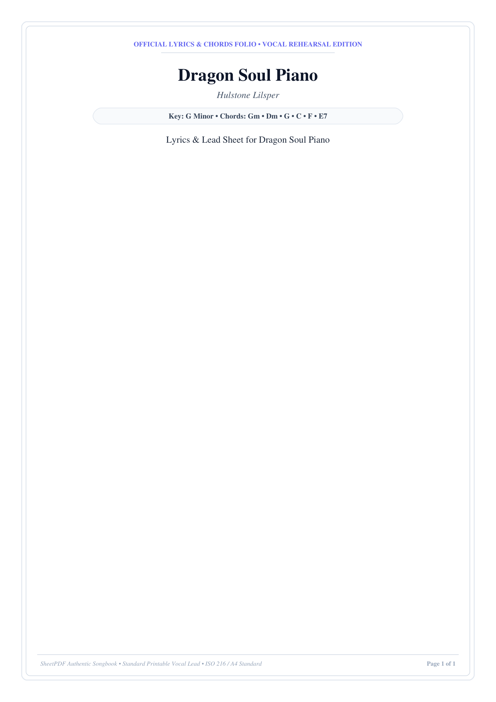 Dragon Soul Piano Piano Sheet Music Page 1 Free PDF