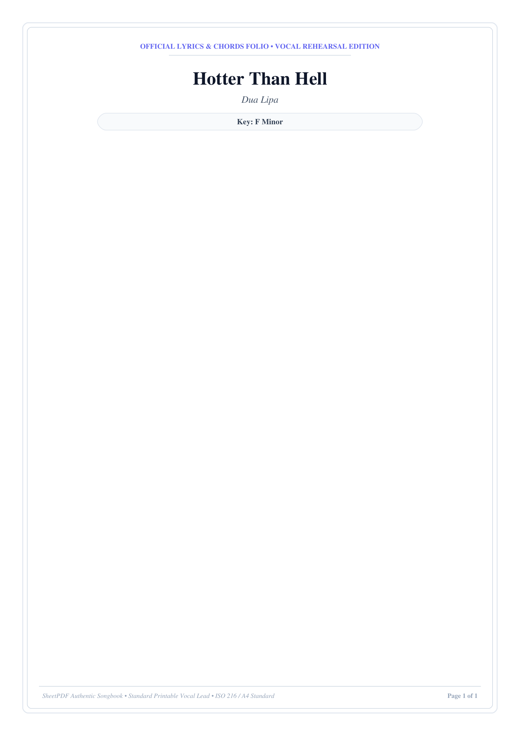 Hotter Than Hell Piano Sheet Music Page 1 Free PDF