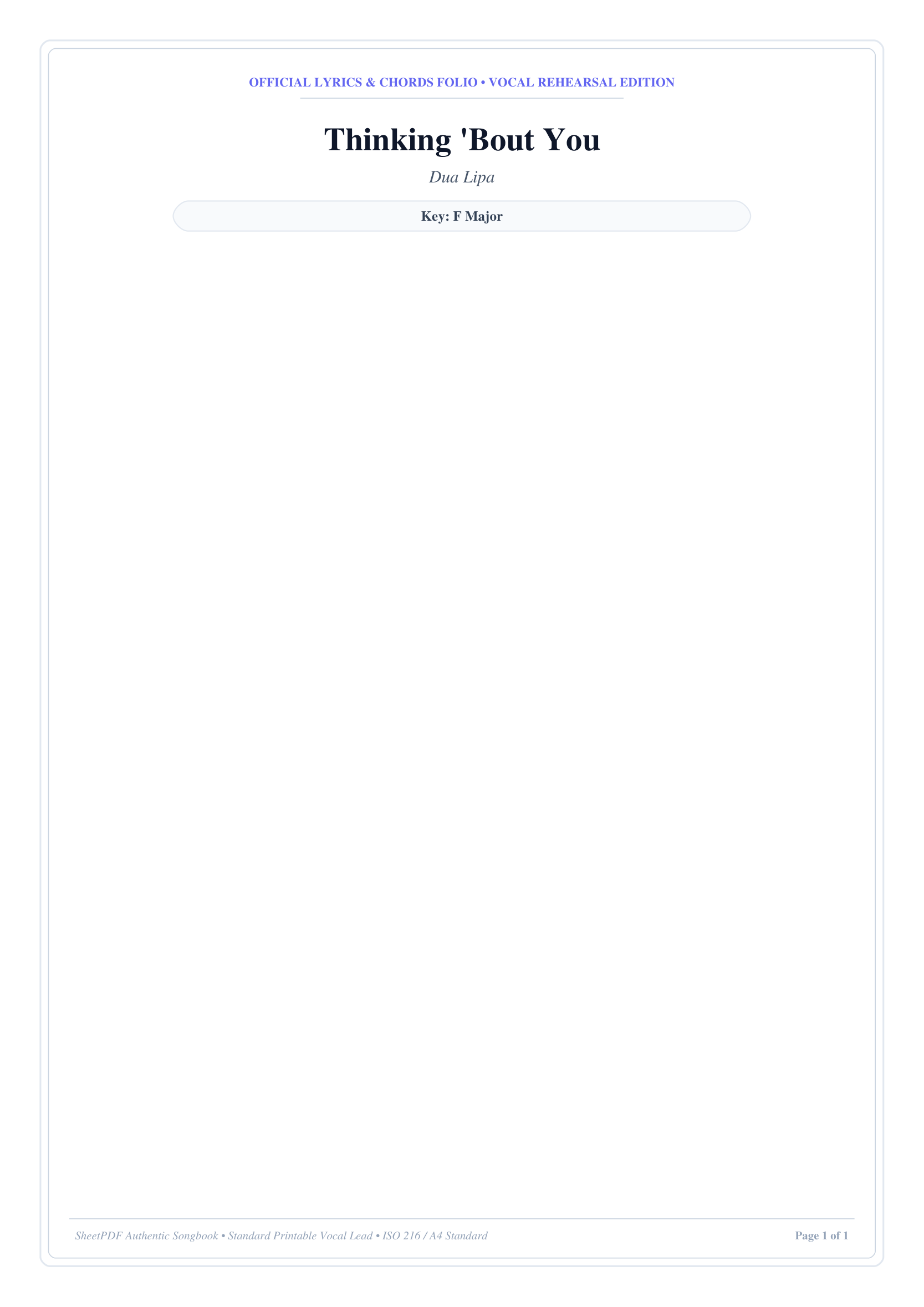 Thinking 'Bout You Piano Sheet Music Page 1 Free PDF