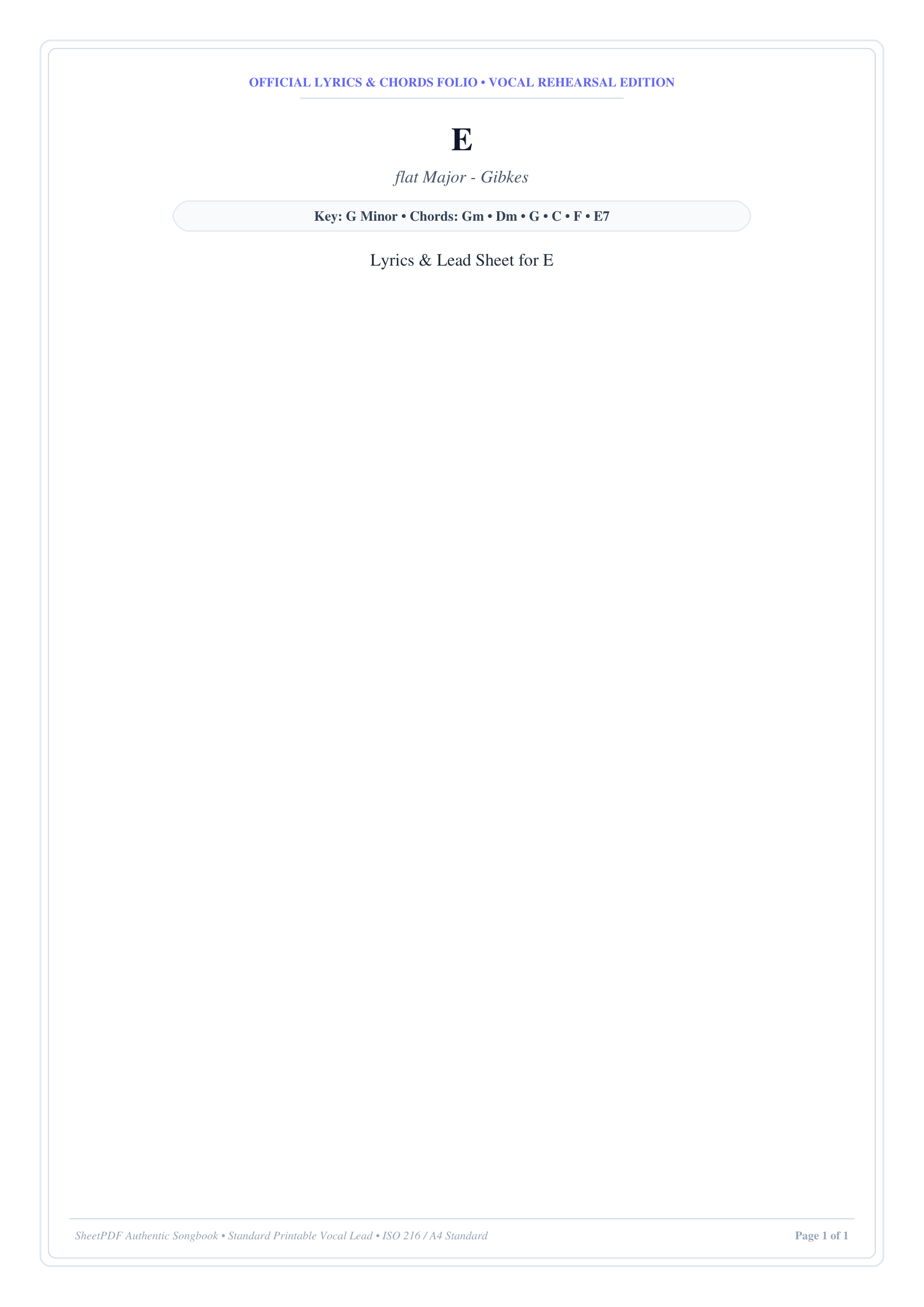 E Lyrics & Chords Folio