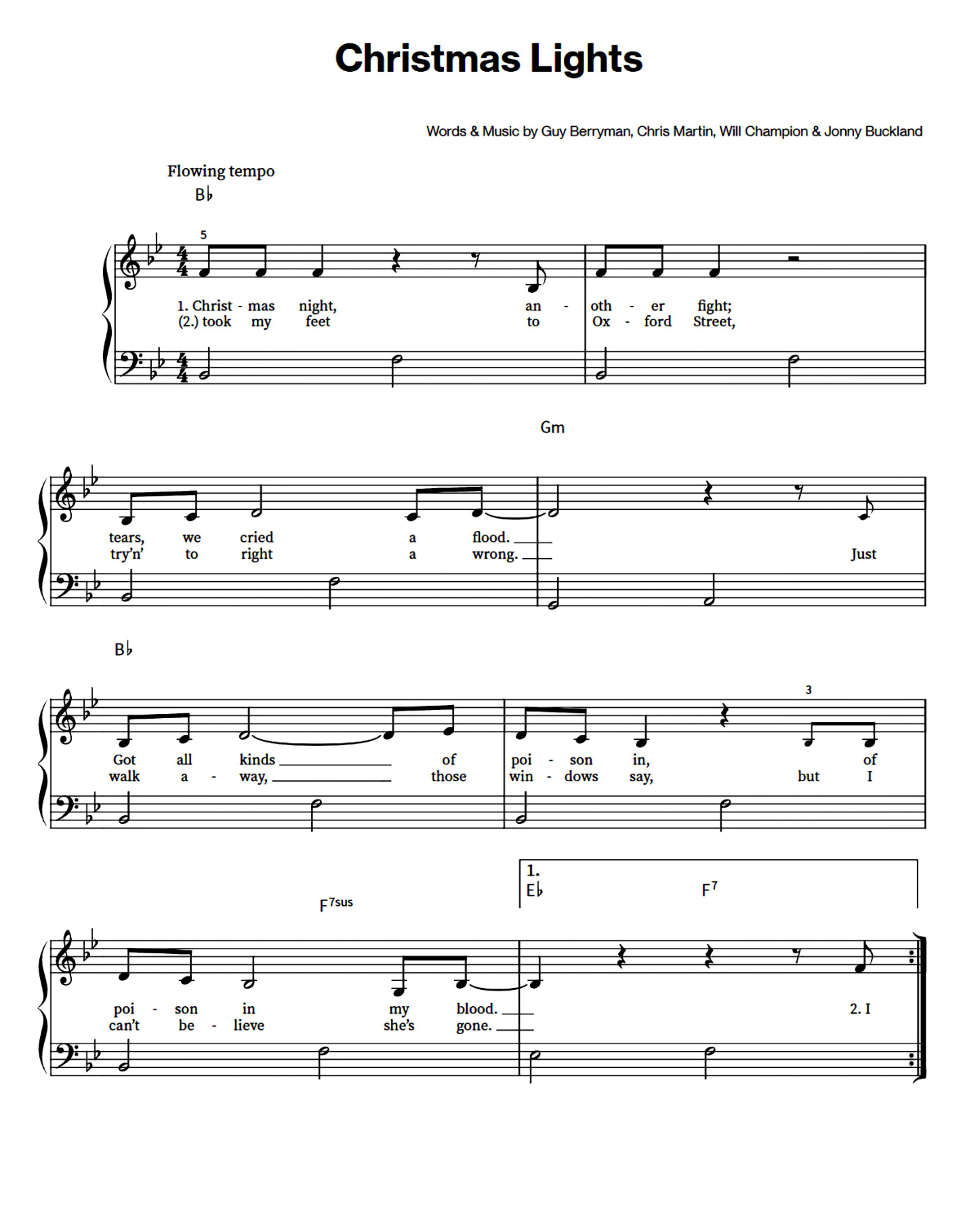 Christmas Lights Piano Sheet Music Page 1 Free PDF