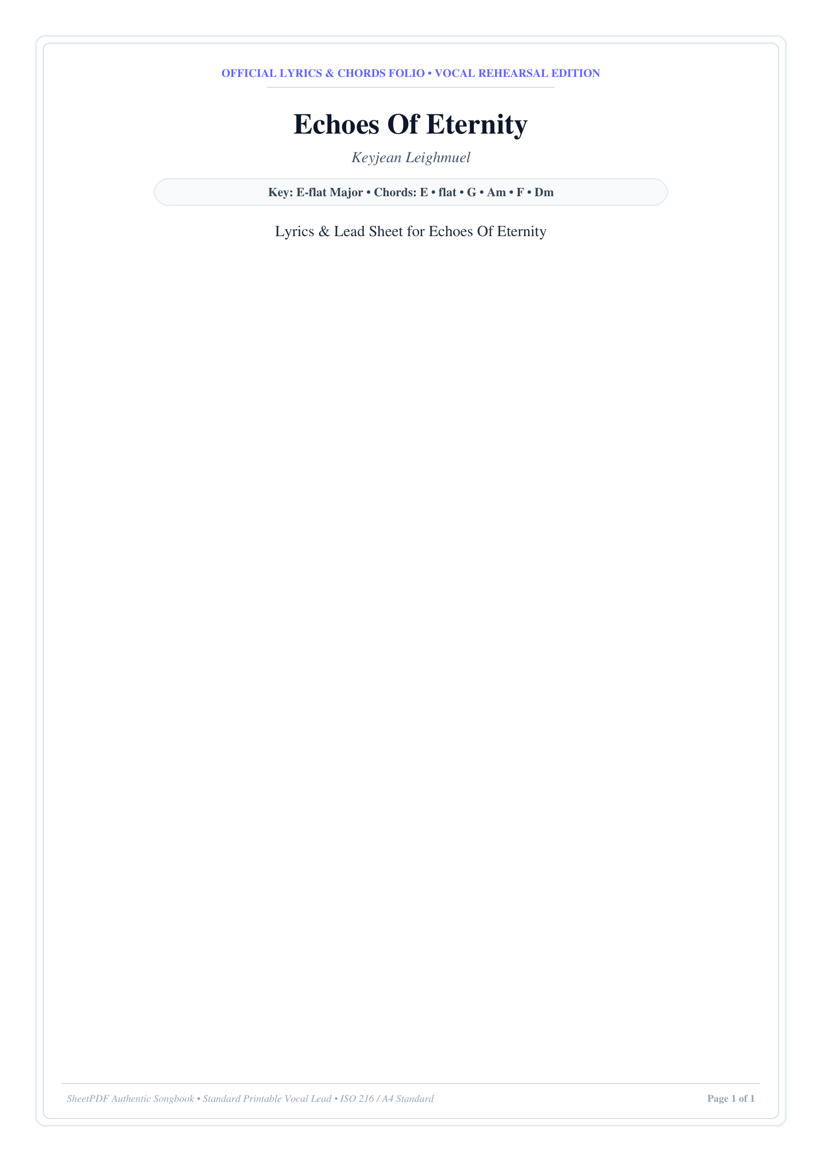 Echoes Of Eternity Piano Sheet Music Page 1 Free PDF