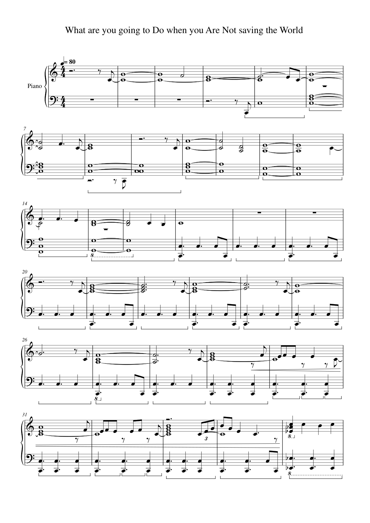 What are you going to Do when you Are Not saving the World Piano Sheet Music Page 1 Free PDF