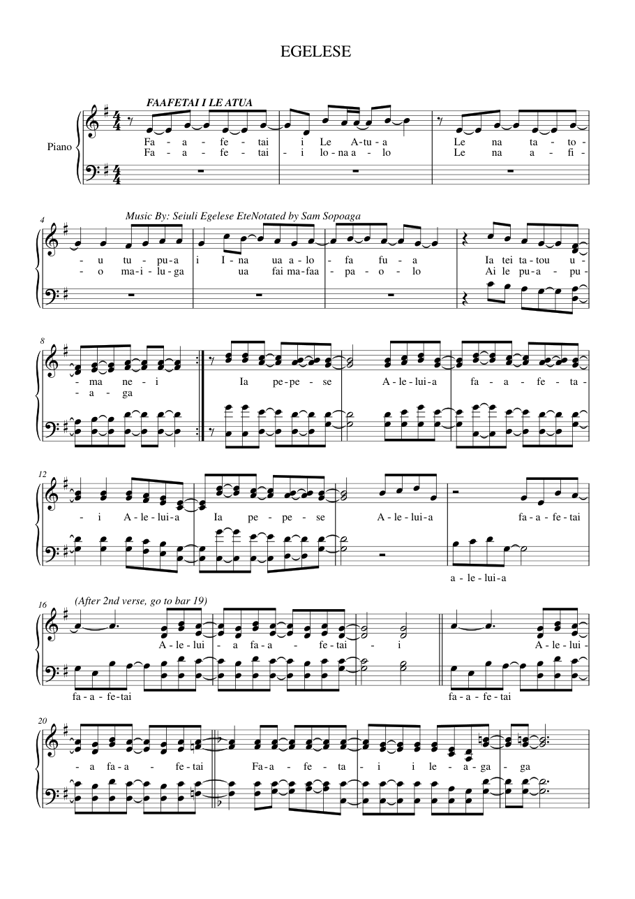 EGELESE Lyrics & Chords Folio