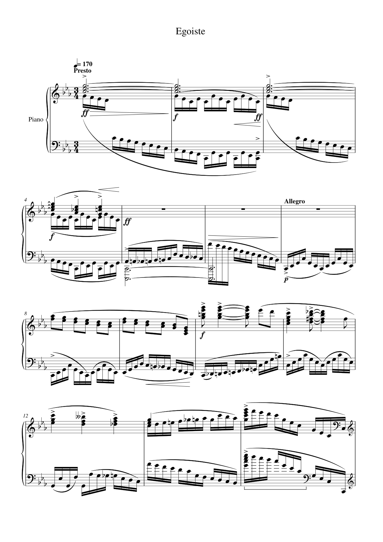 Egoiste Piano Sheet Music Page 1 Free PDF