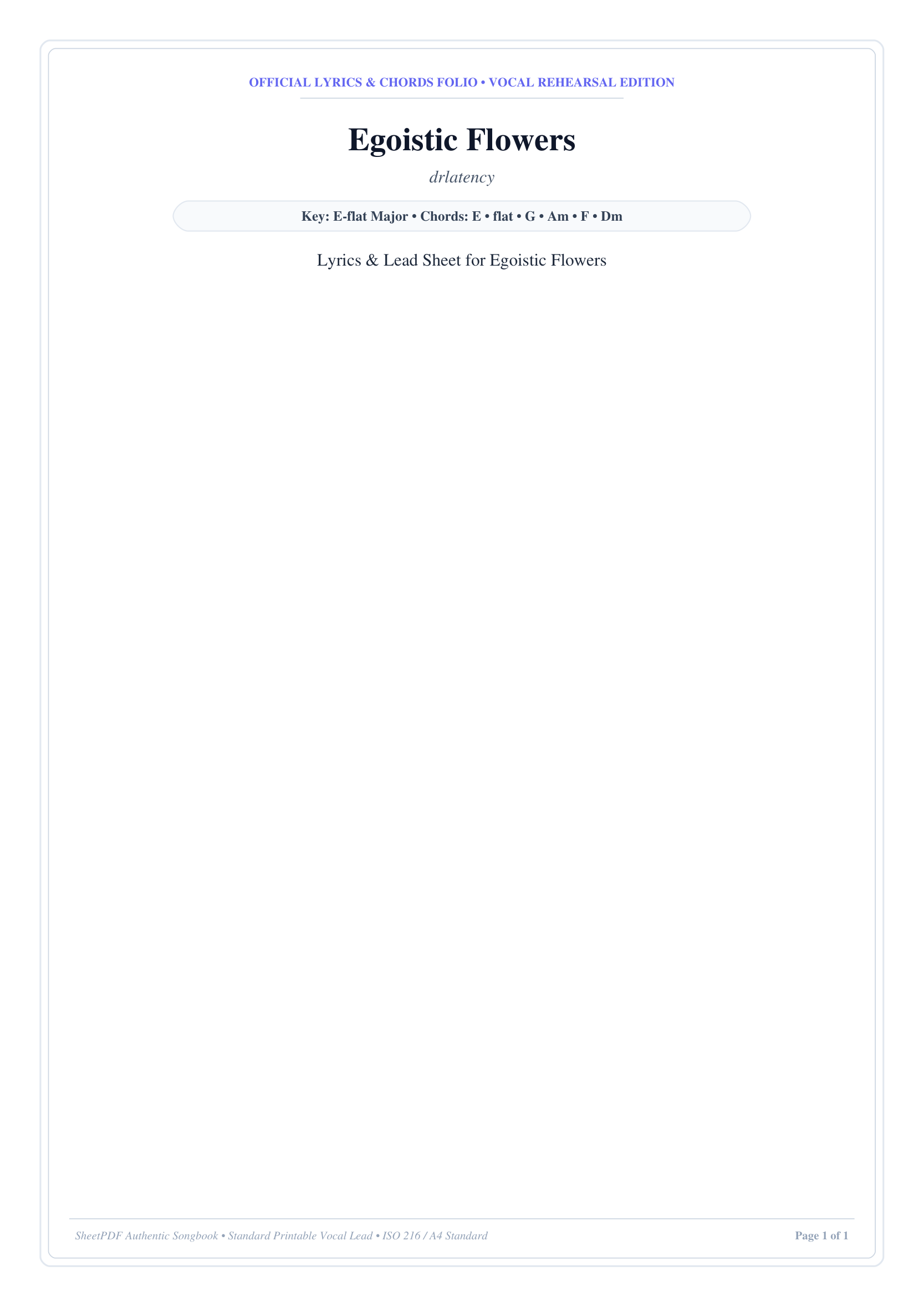 Egoistic Flowers Piano Sheet Music Page 1 Free PDF