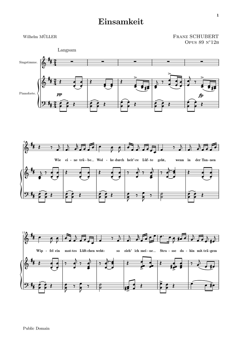 Einsamkeit Piano Sheet Music Page 1 Free PDF