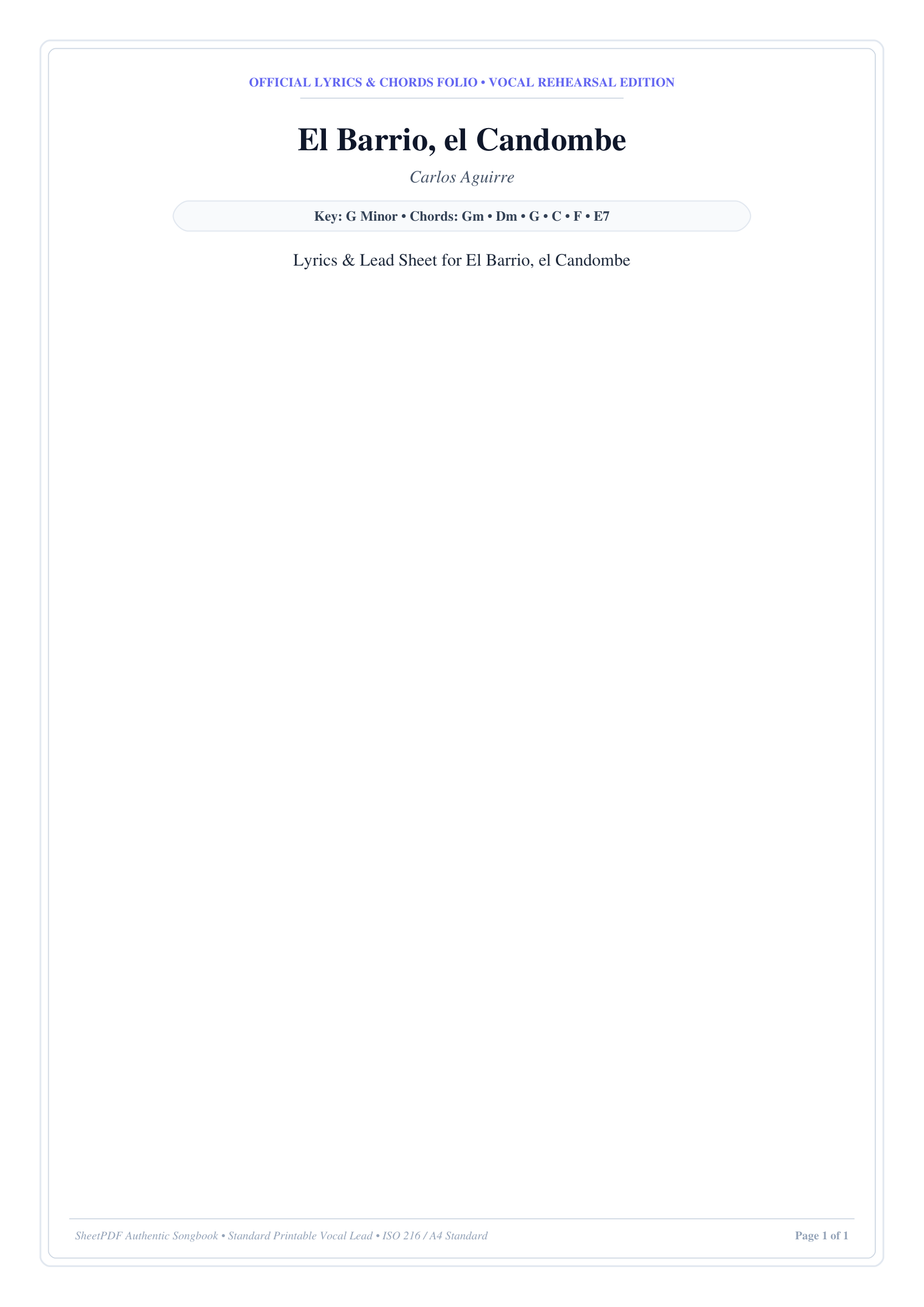 El Barrio, el Candombe Piano Sheet Music Page 1 Free PDF