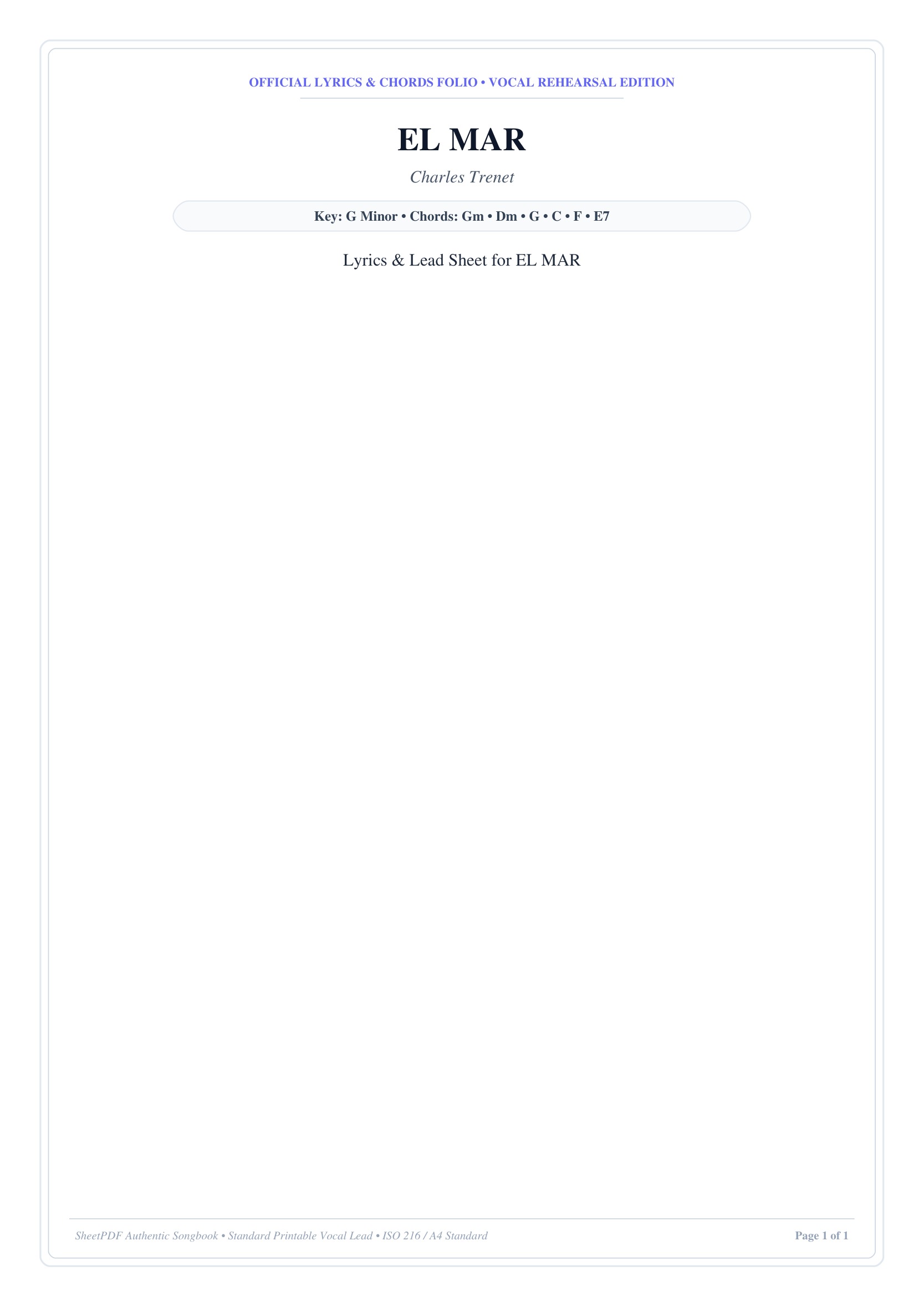 EL MAR Piano Sheet Music Page 1 Free PDF