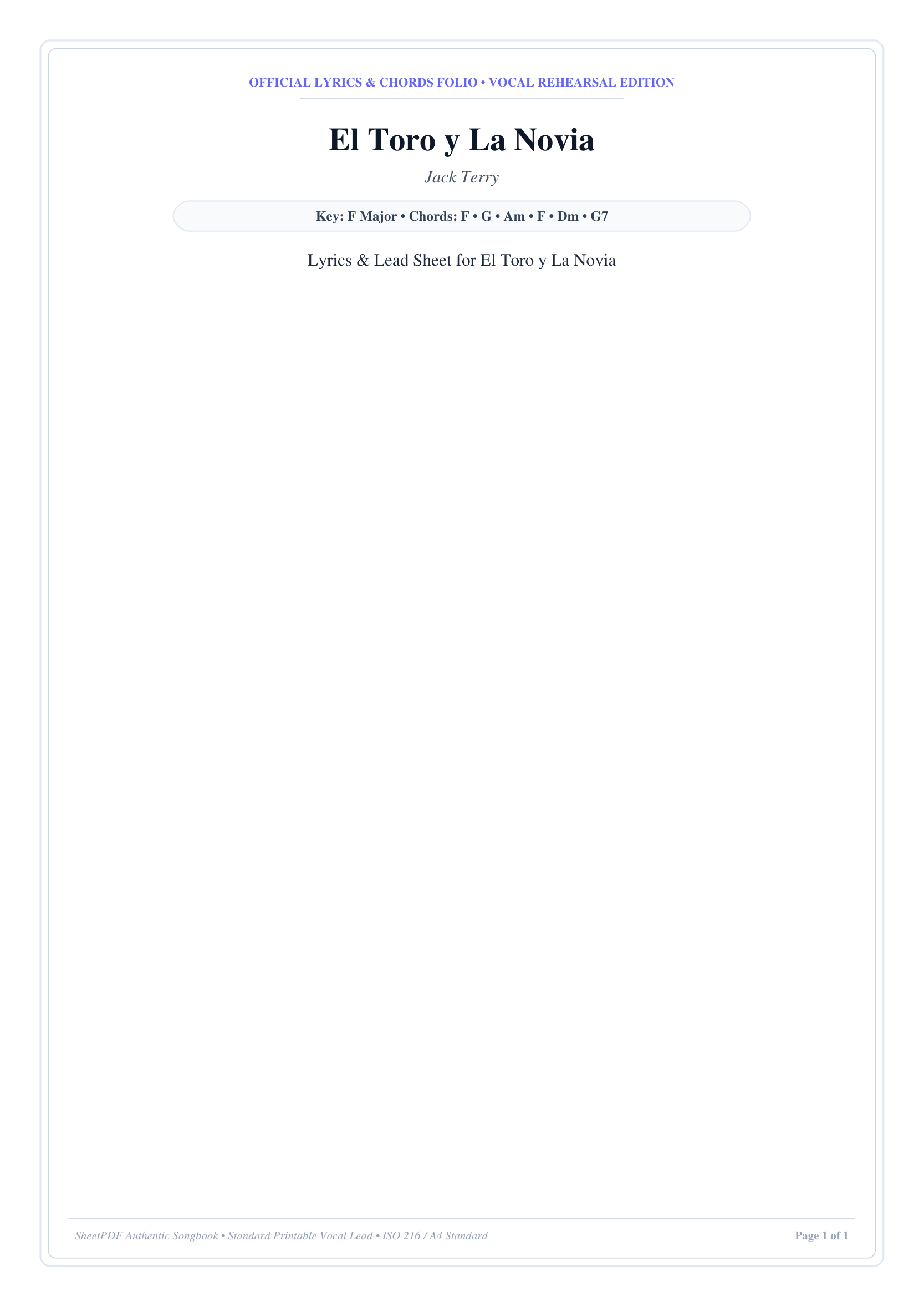 El Toro y La Novia Piano Sheet Music Page 1 Free PDF
