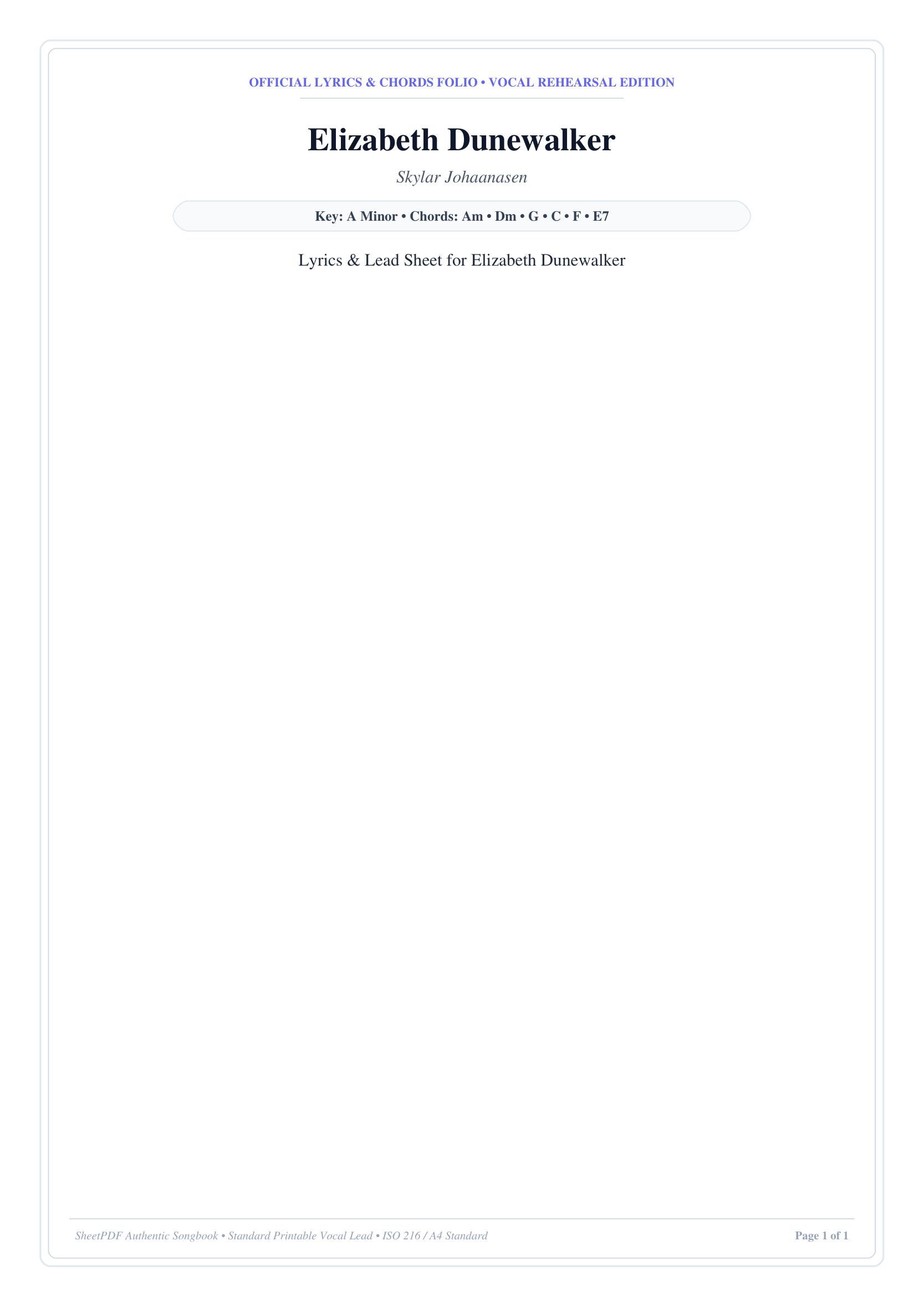 Elizabeth Dunewalker Piano Sheet Music Page 1 Free PDF
