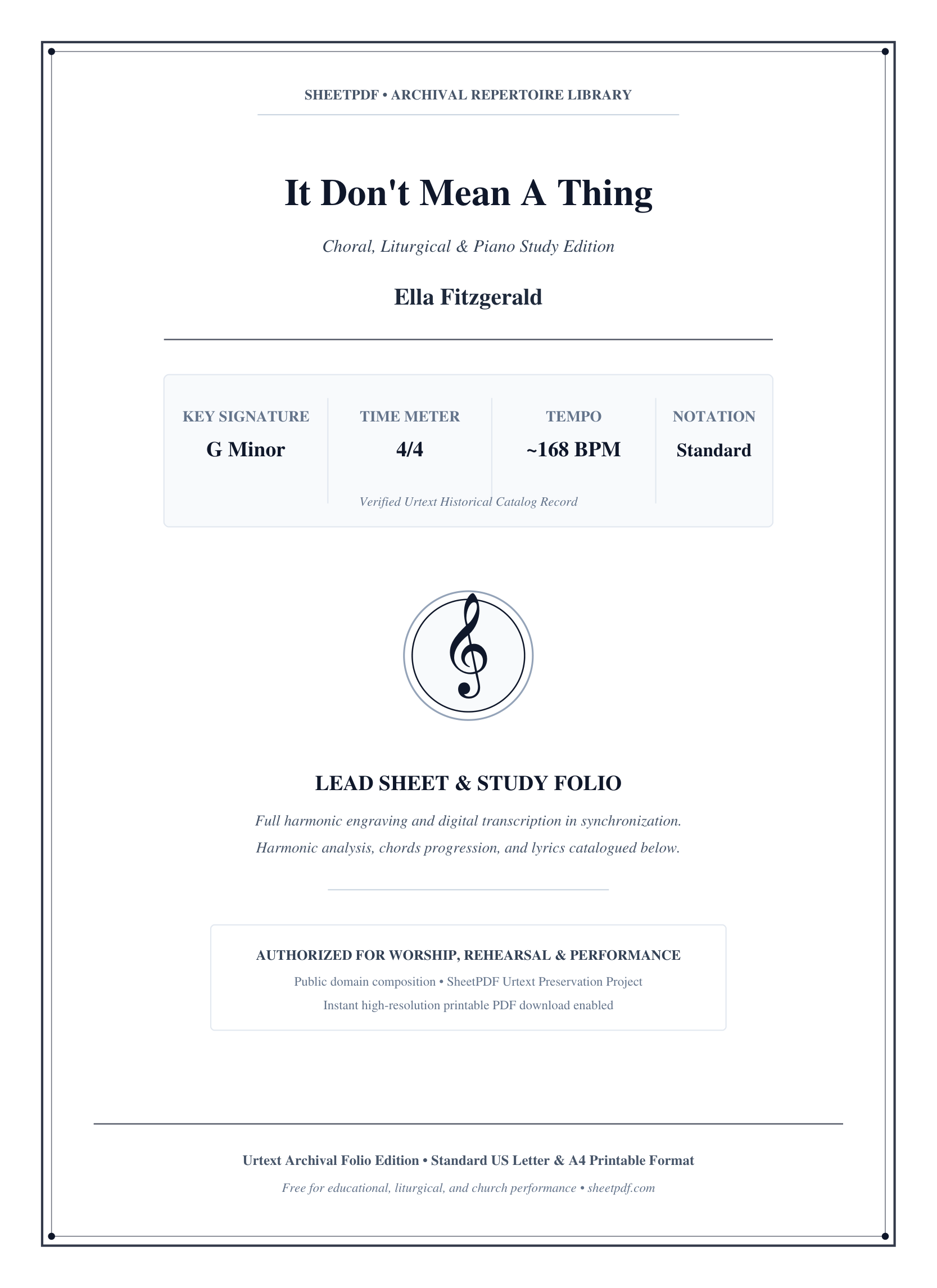 It Don't Mean A Thing Piano Sheet Music Page 1 Free PDF