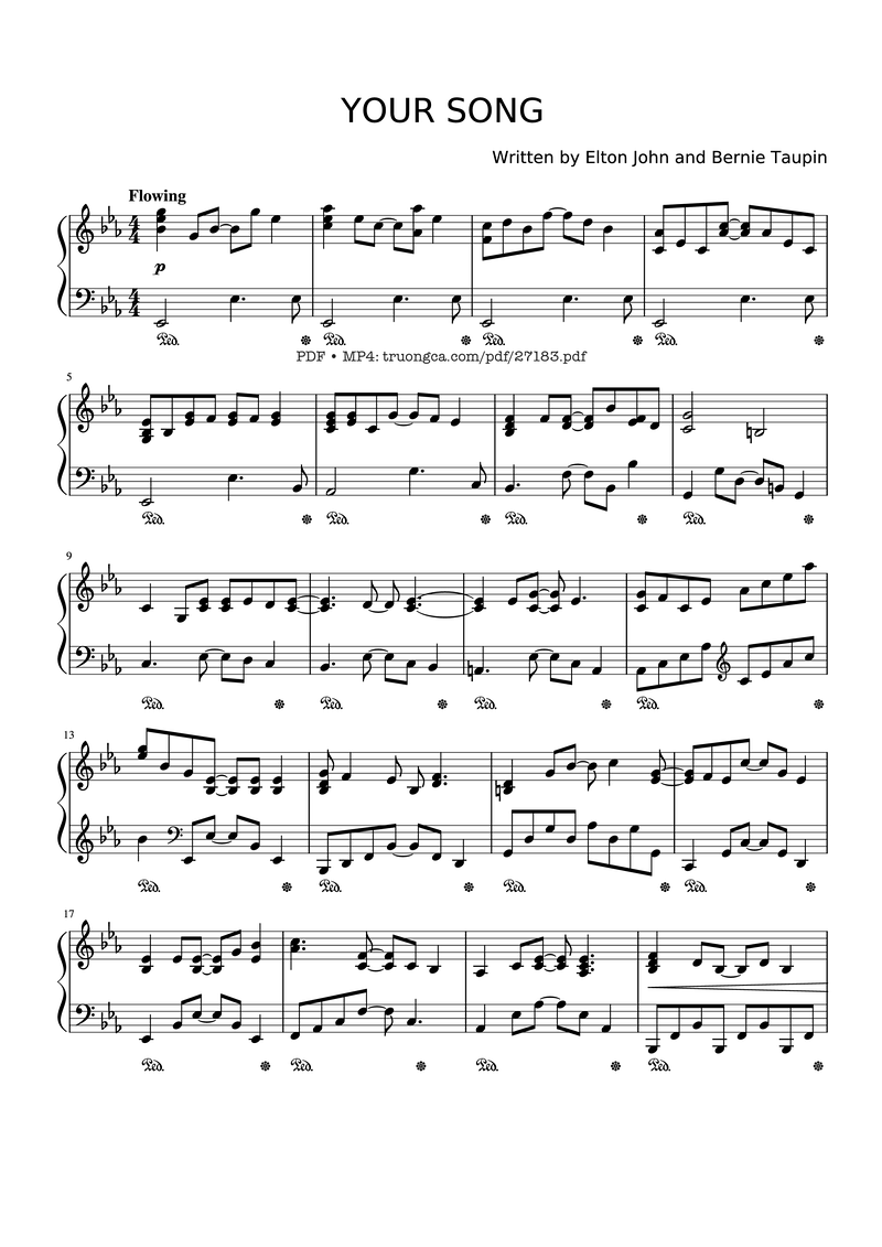 Your Song Piano Sheet Music Page 1 Free PDF